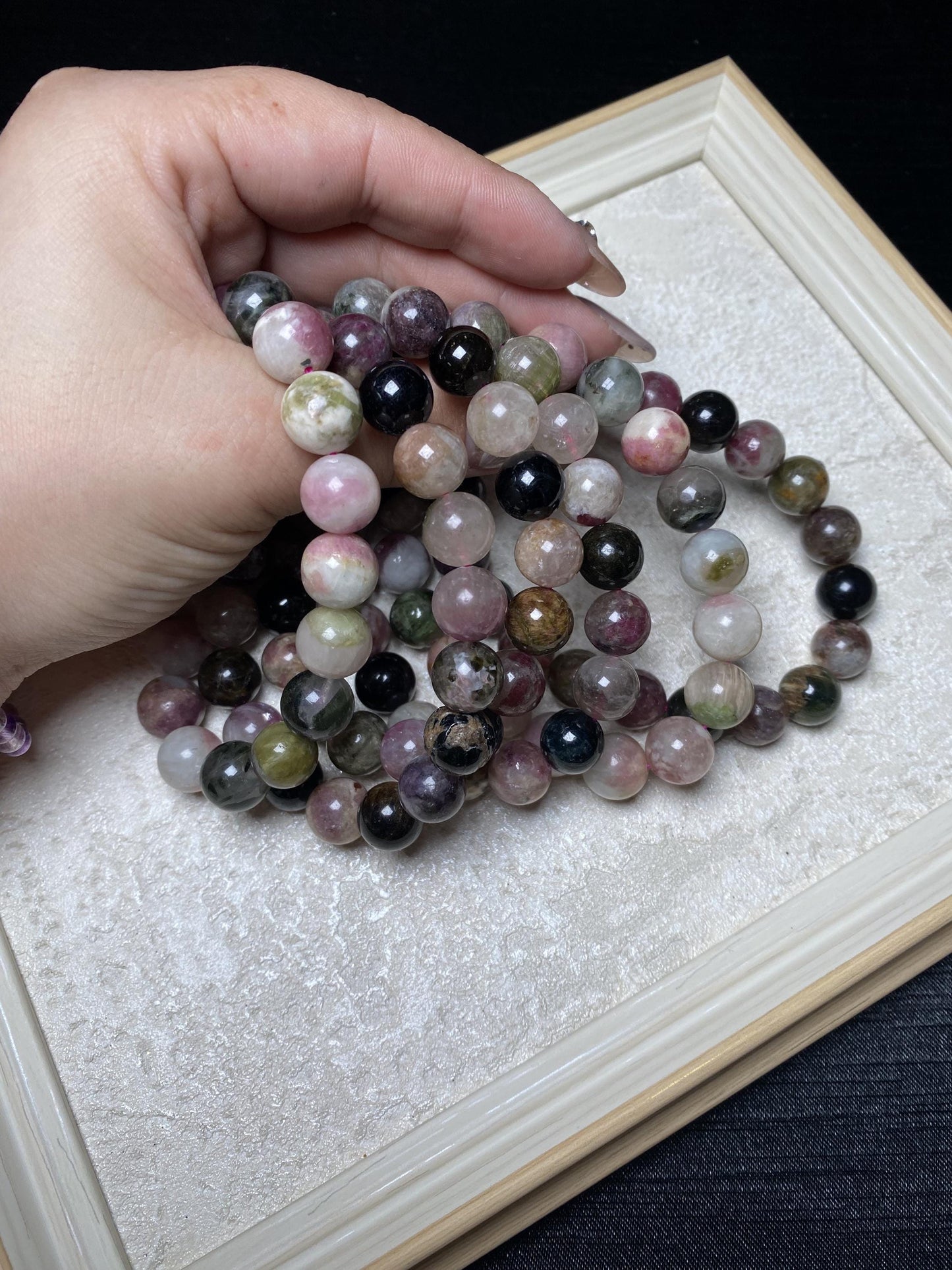 Colorful tourmaline bracelets beaded bracelets nature crystal bracelet 10.5mm+