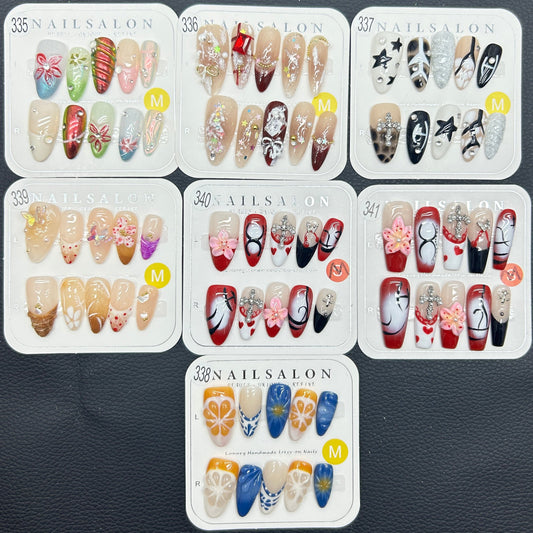 《1-341》1 pair luxury press on nails +free prep kits