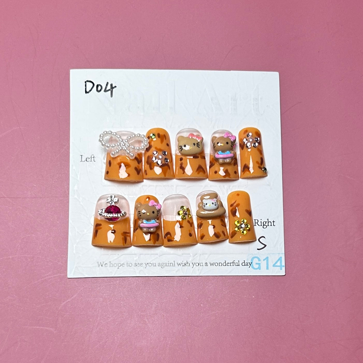 D04 Duck shape nails press on nails handmade nails duck nails y2k hello kitty duck nails orange brown