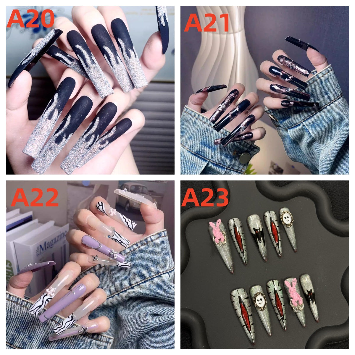 (TIKTOK LIVE) 1 pair Extra long nails+ free prep kits