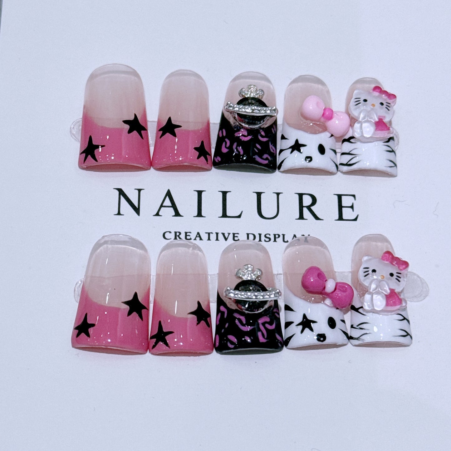 D05 Duck shape nails press on nails handmade nails duck nails y2k hello kitty nails star