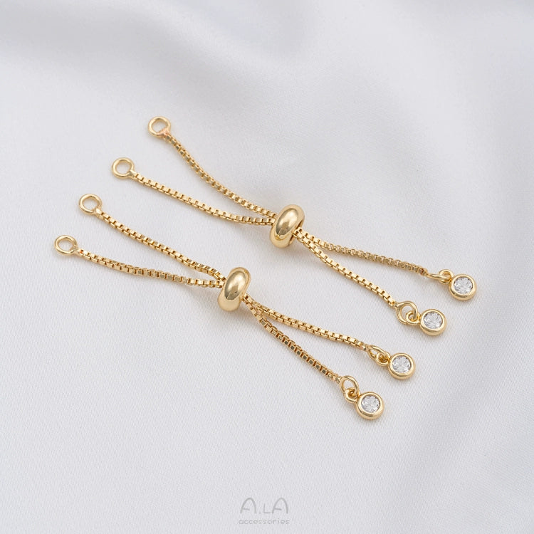 14K Gold-wrapped Color-retaining Silicone Bead Adjustment Extension Chain Short Hanging Zircon DIY Bracelet Jewelry Telescopic Extension Chain