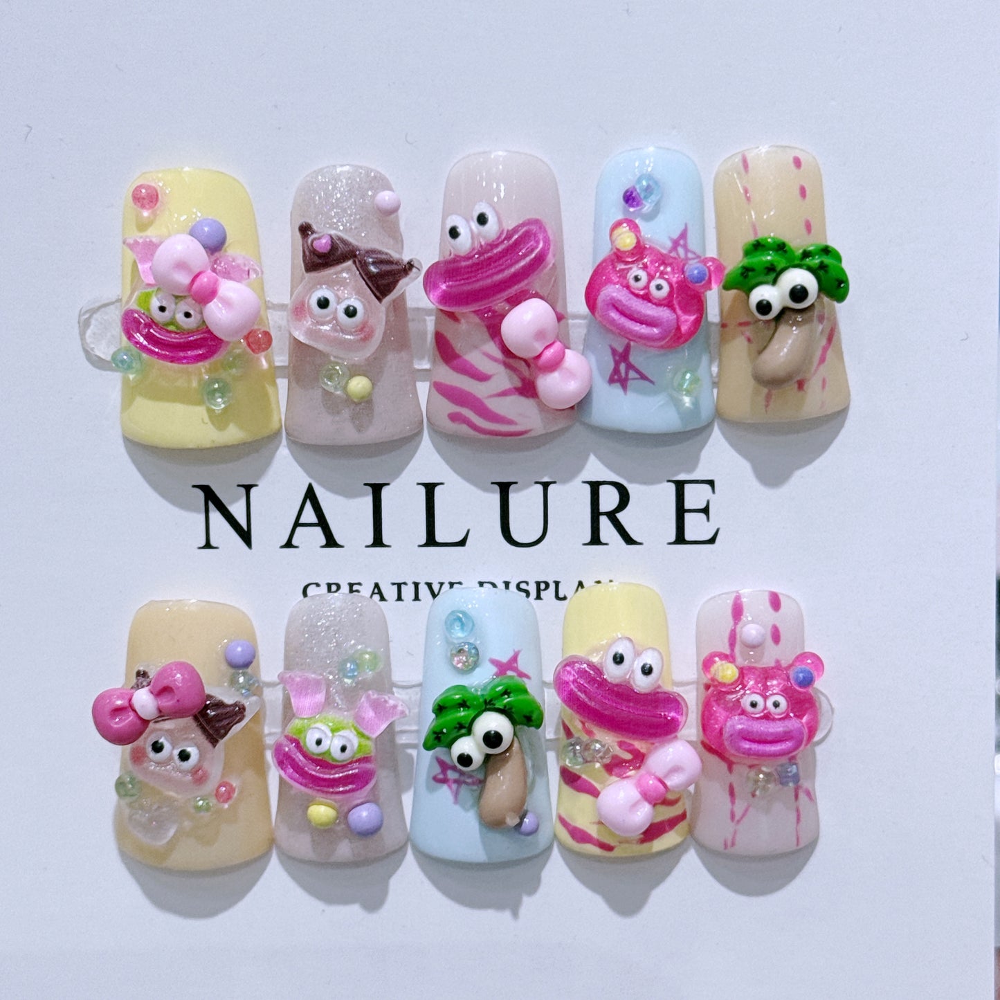 D02 funny duck nails duck shape nails dopamine big mouth thick lips funny girl y2k handmade nails pres on nails