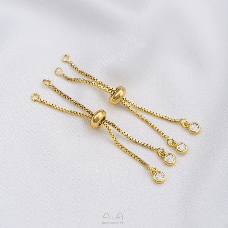 14K Gold-wrapped Color-retaining Silicone Bead Adjustment Extension Chain Short Hanging Zircon DIY Bracelet Jewelry Telescopic Extension Chain