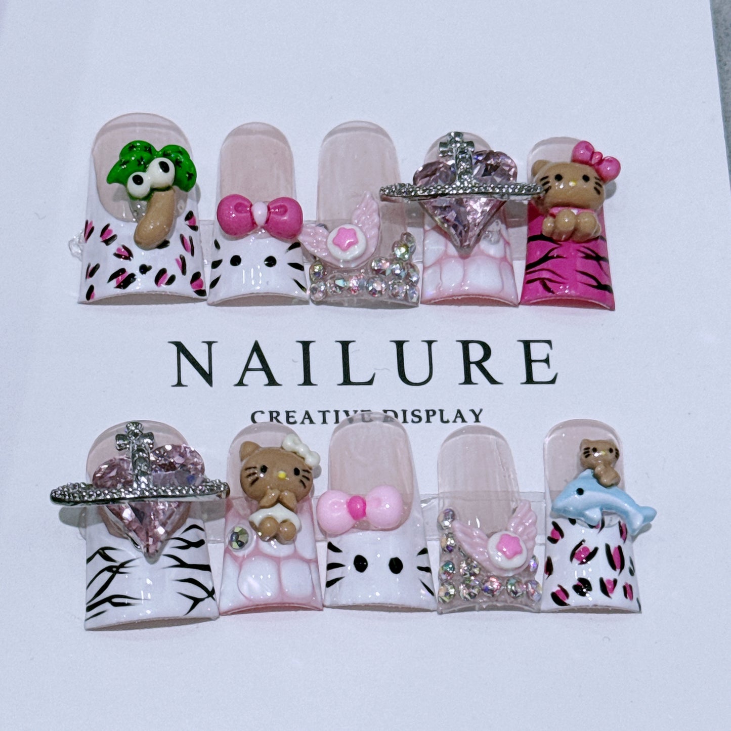 D07 Duck shape nails press on nails handmade nails duck nails y2k hello kitty duck nails french style