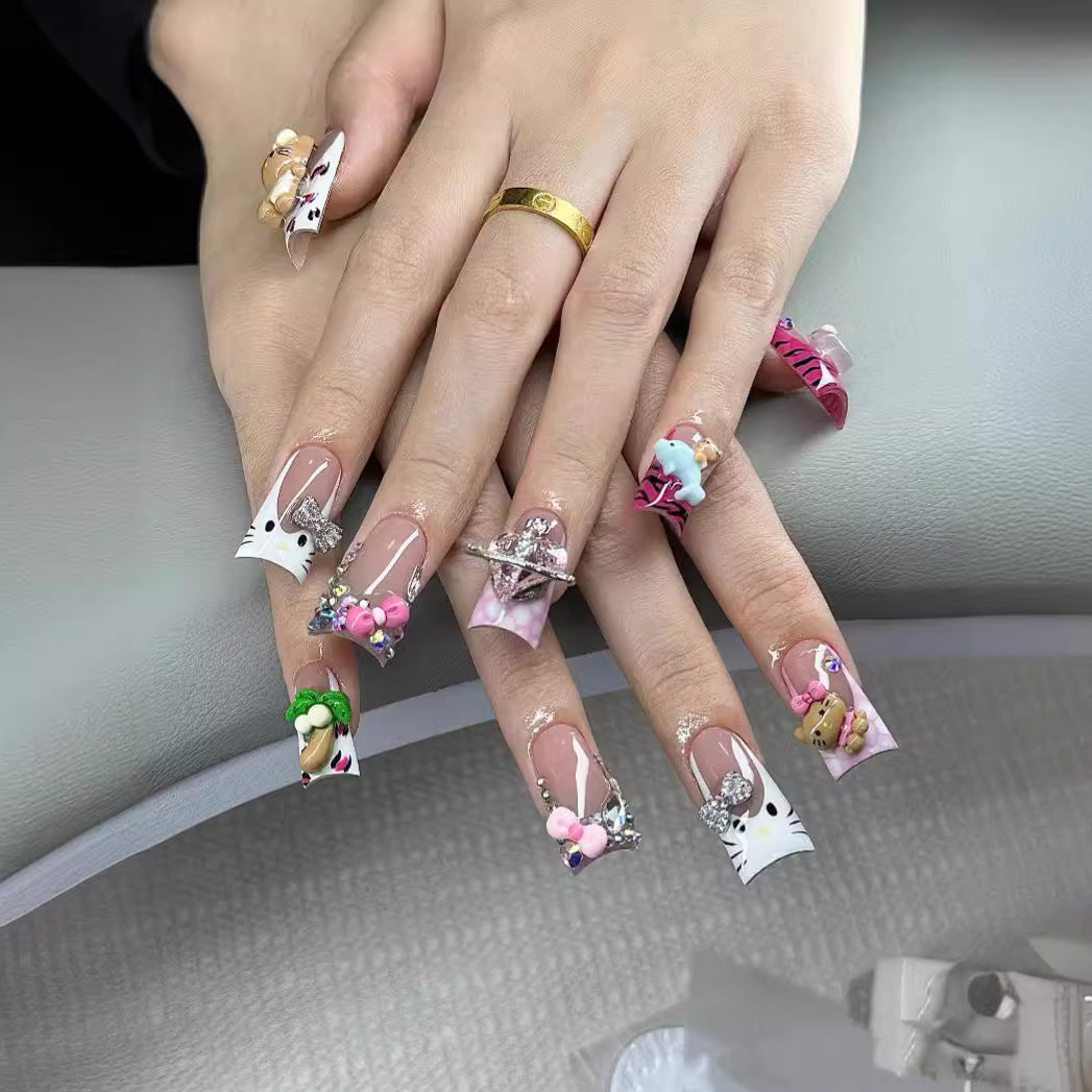 D01 Duck shape nails press on nails handmade nails duck nails y2k hello kitty duck nails