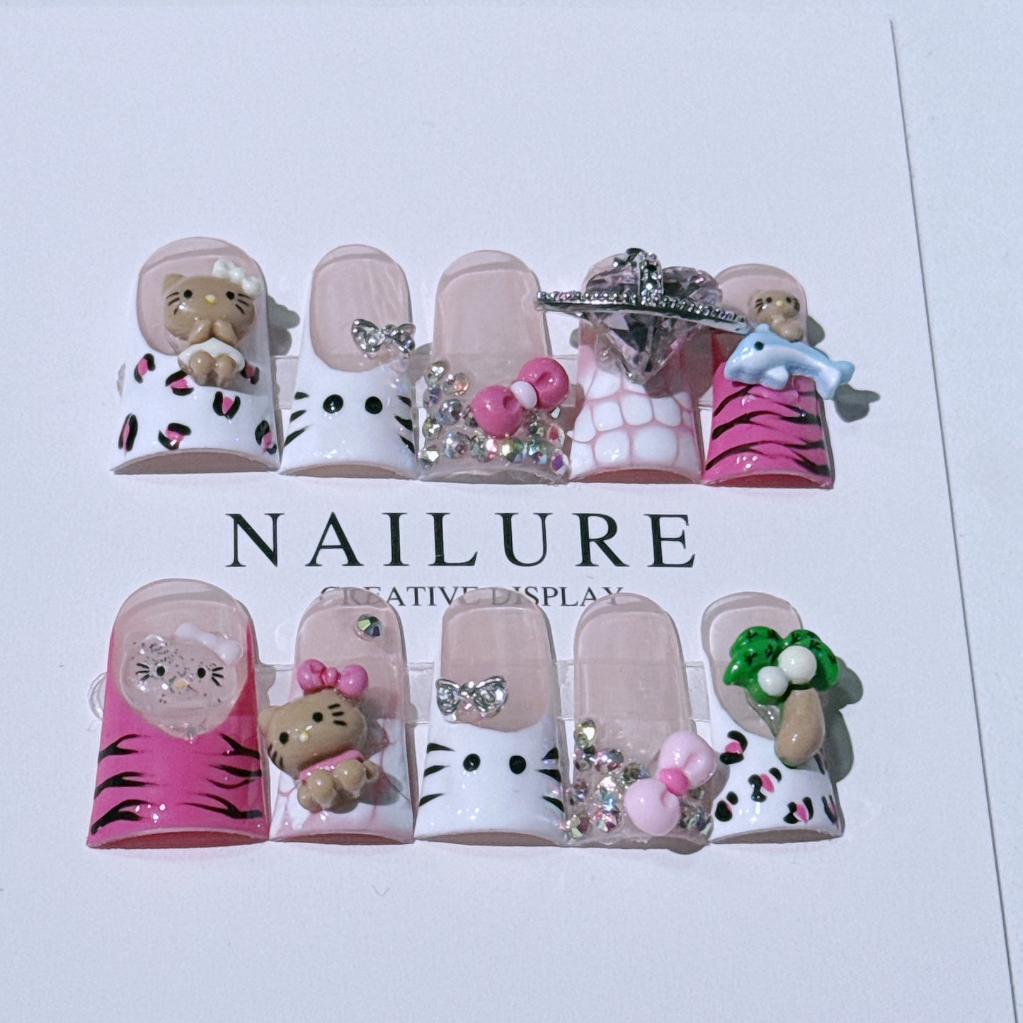 D01 Duck shape nails press on nails handmade nails duck nails y2k hello kitty duck nails