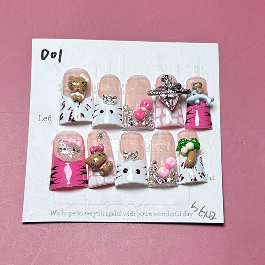 D01 Duck shape nails press on nails handmade nails duck nails y2k hello kitty duck nails