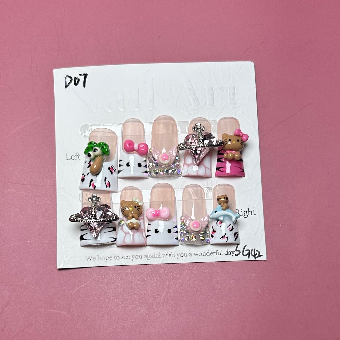 D07 Duck shape nails press on nails handmade nails duck nails y2k hello kitty duck nails french style