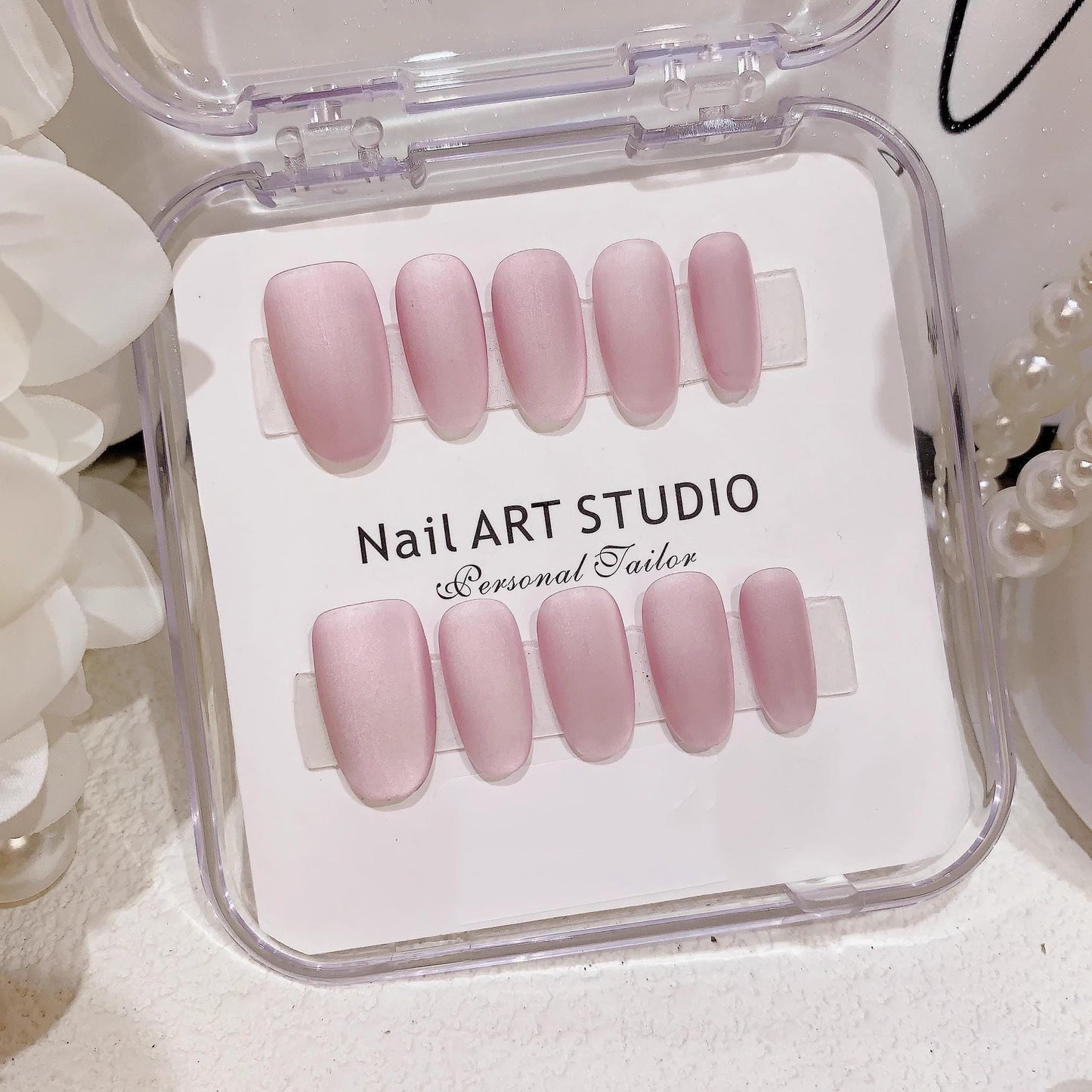 Press on nails simple nails bean paste pink lavender pink cat eye nails handmade gel nails press on nails short oval