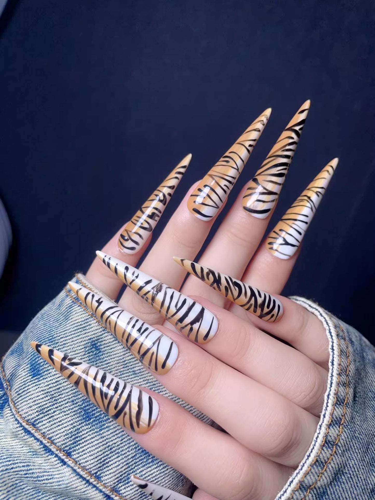 Y2k leopard print handmade nails press on nails gel nails extra long stiletto nails art fake nails