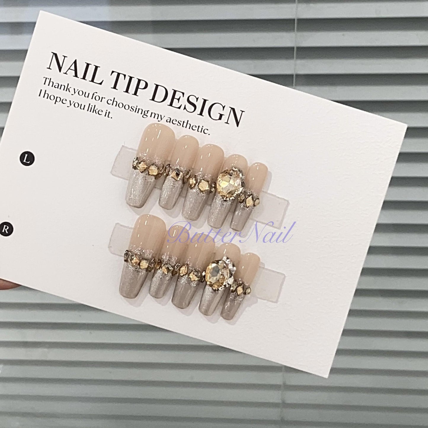 Luxury french ombre handmade nails shinny press on nails gel nails medium&long coffin elegant nails