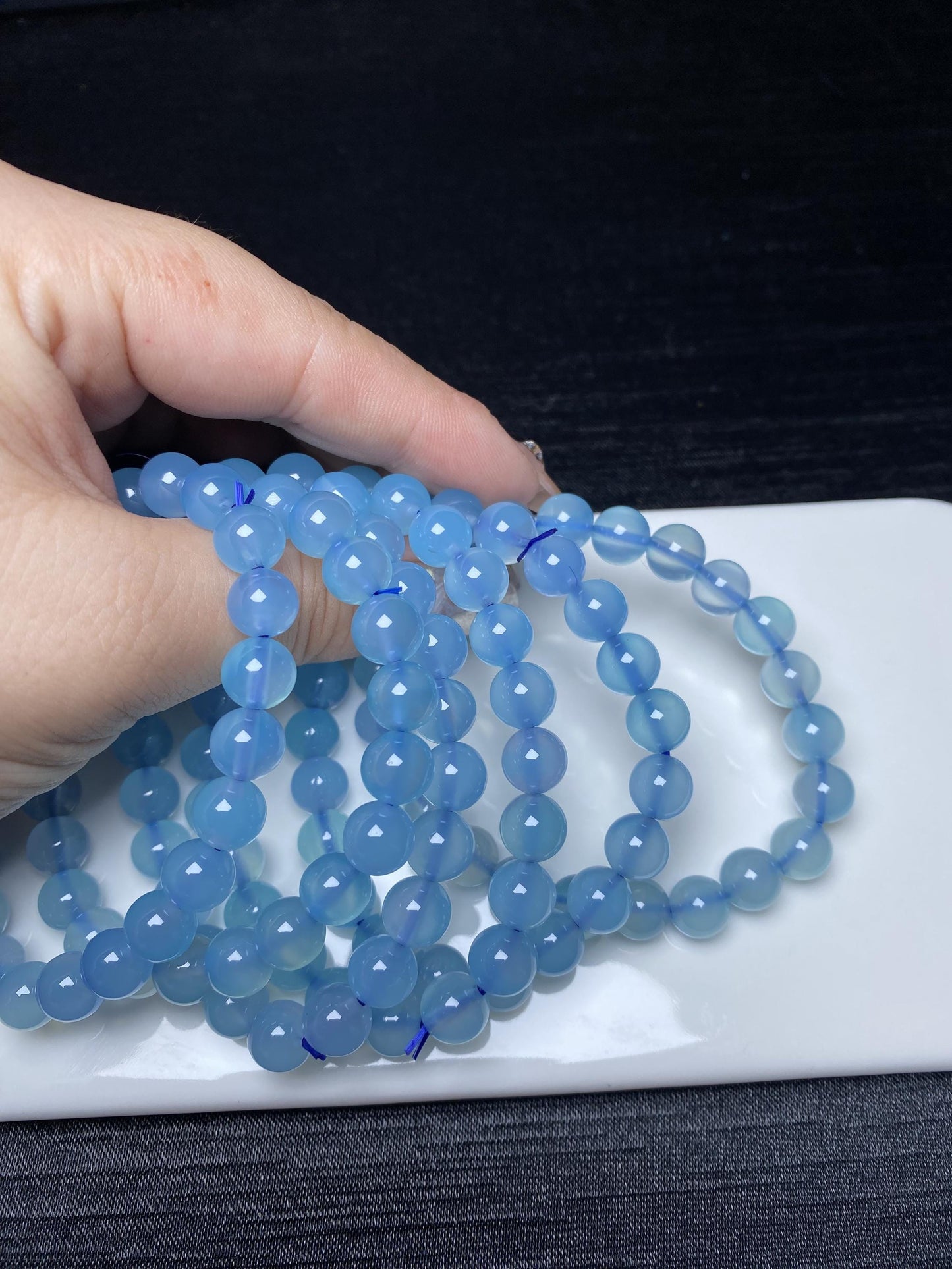 Blue chlacedony crystal bracelet geniune bracelet beaded bracelet 8mm