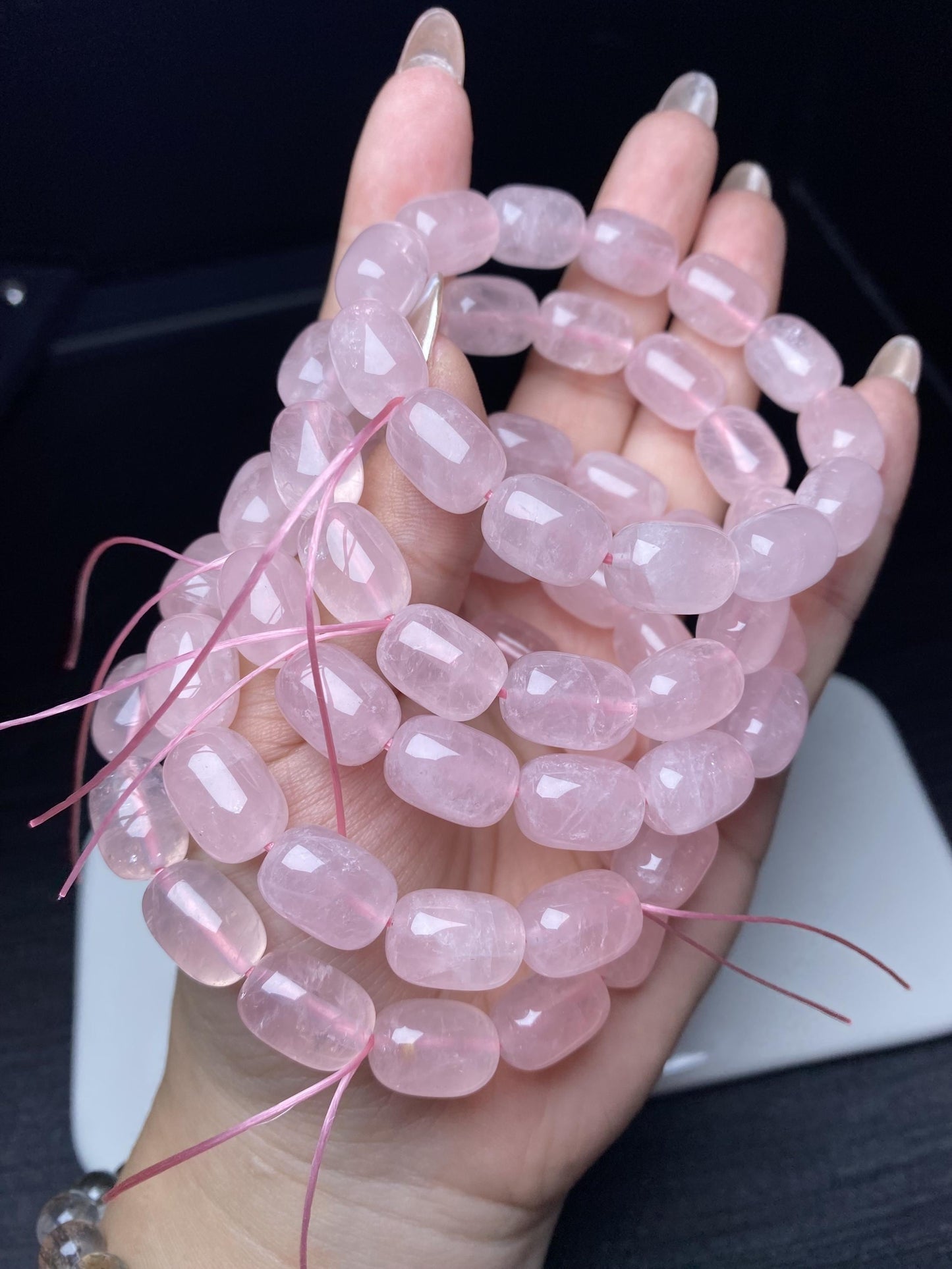 Barrel shape rose quartz bracelets nature genuine crystal beads about 10*13.5mm pink bracelets summer gift for her