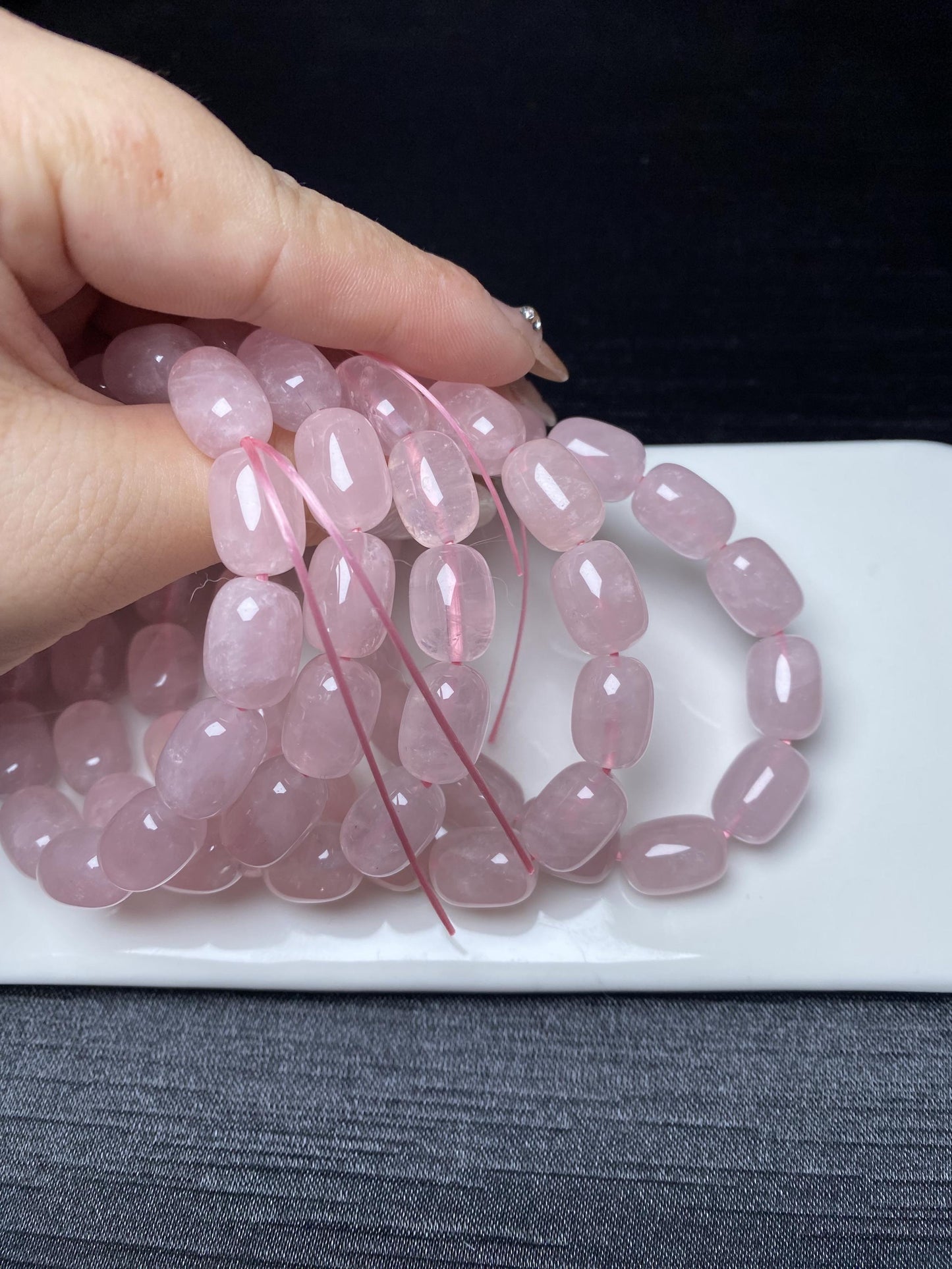 Barrel shape rose quartz bracelets nature genuine crystal beads about 10*13.5mm pink bracelets summer gift for her