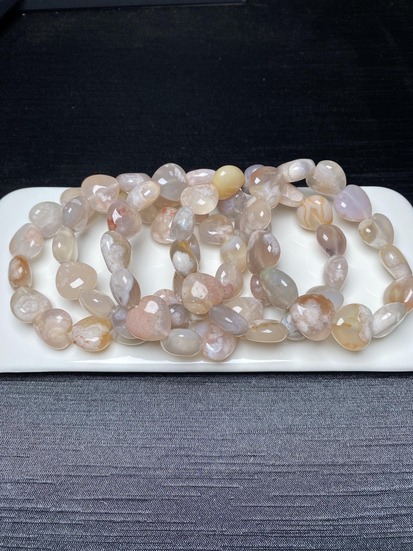 Heart shape flower agate crystal bracelets genuine beaded bracelets 15.5mm+