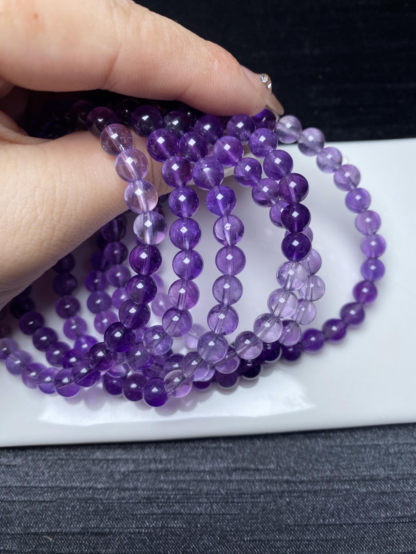 High quality ombre amethyst bracelets nature crystal beads about 6.5mm