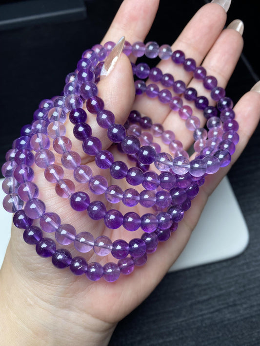 High quality ombre amethyst bracelets nature crystal beads about 6.5mm