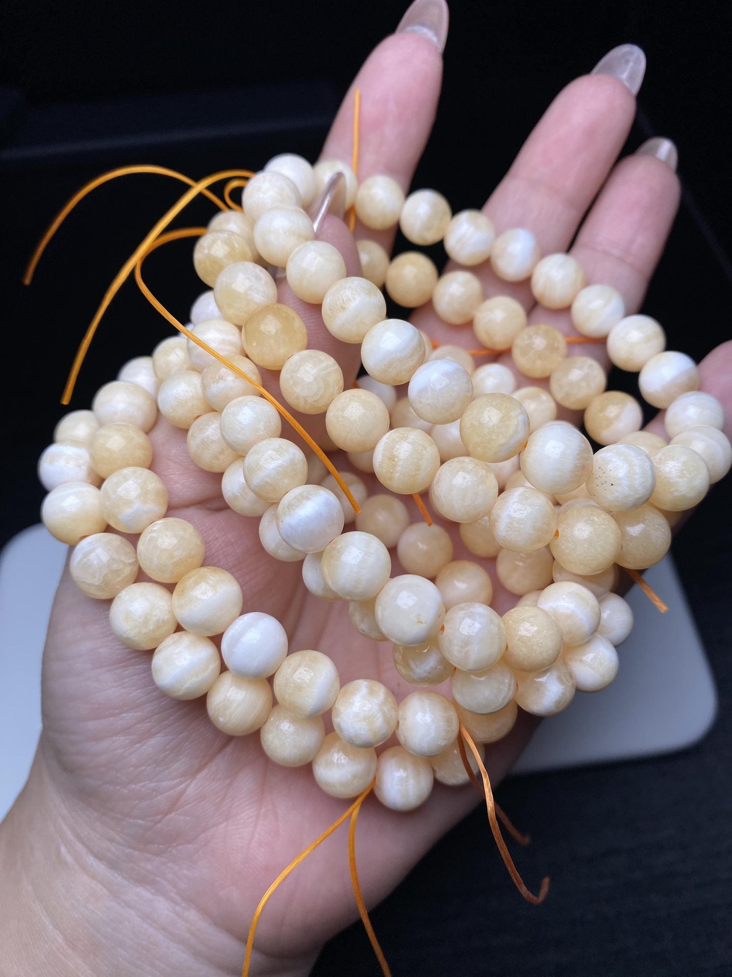 Yellow calcite banding bracelets genuine beaded braclets about 8mm