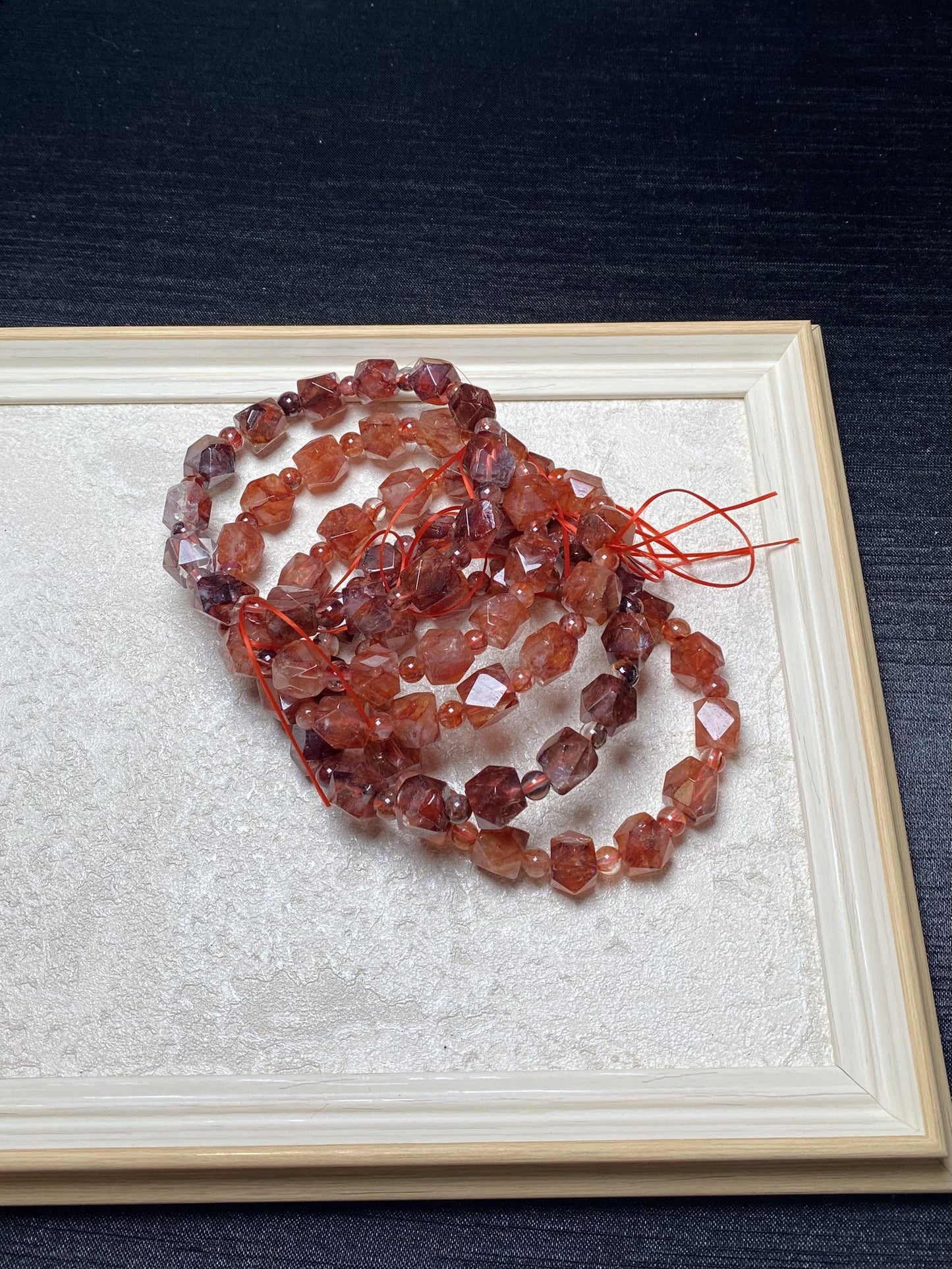 High quality polygon fire quartz bracelets orange fire quartz unique shape 9mm+ crystal bracelets