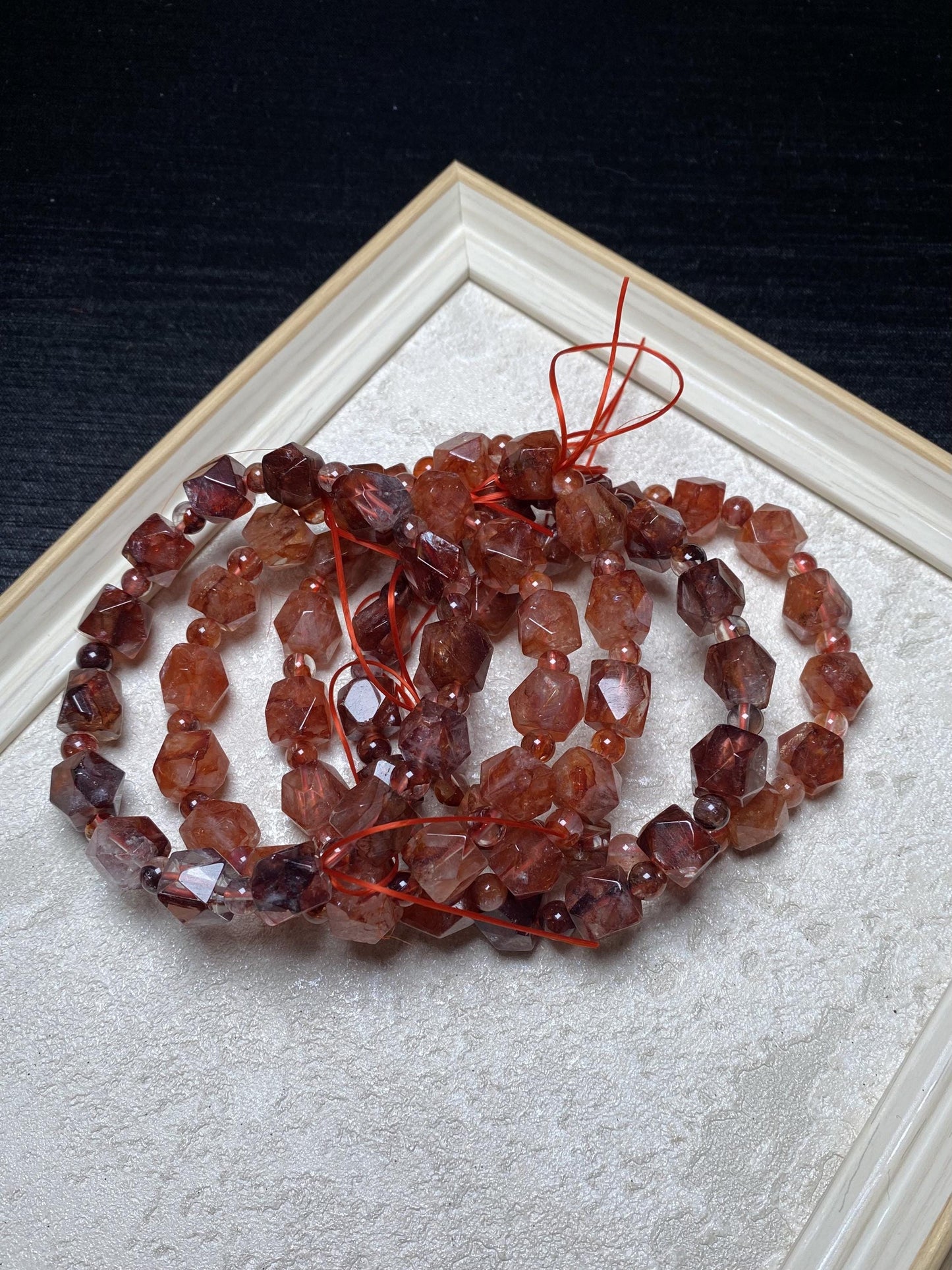 High quality polygon fire quartz bracelets orange fire quartz unique shape 9mm+ crystal bracelets