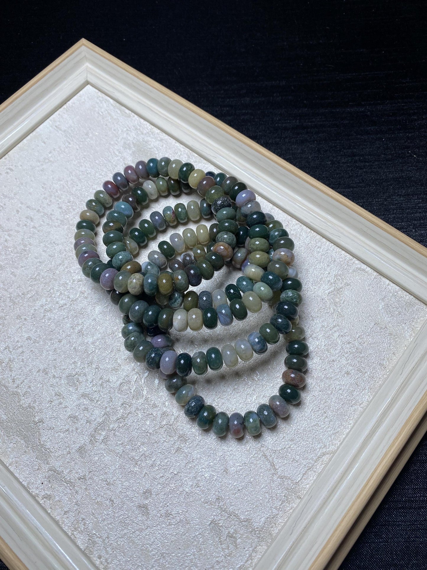 Rondelle green ocean jasper 8mm+ geniune crystal bracelets DM if you wanna make custome size