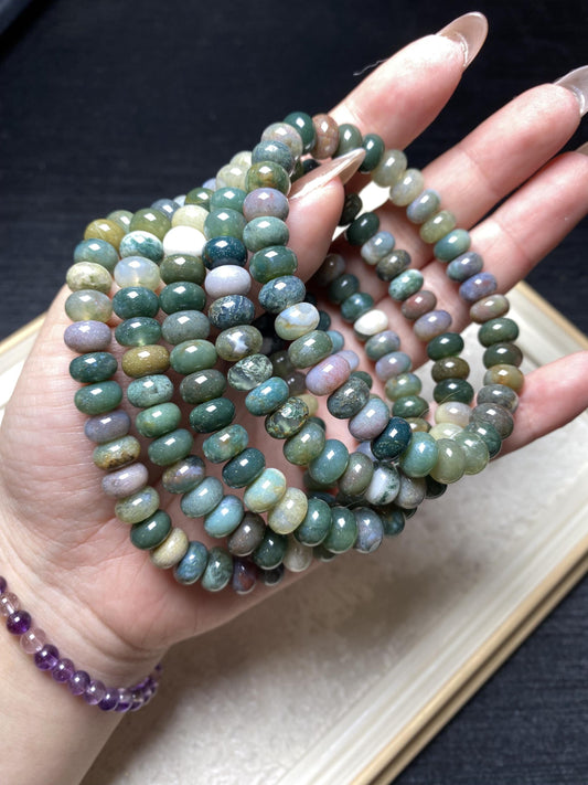 Rondelle green ocean jasper 8mm+ geniune crystal bracelets DM if you wanna make custome size