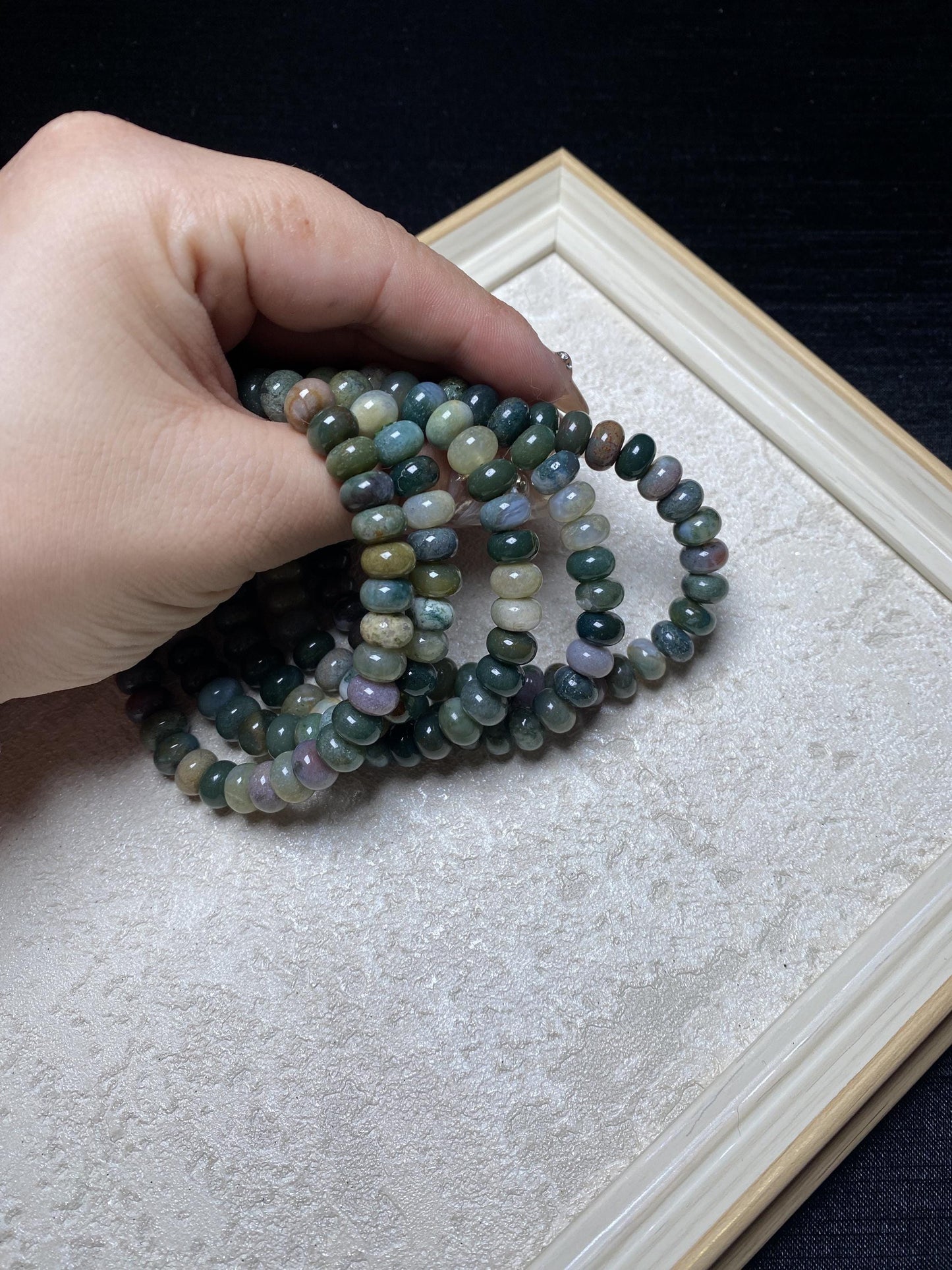 Rondelle green ocean jasper 8mm+ geniune crystal bracelets DM if you wanna make custome size