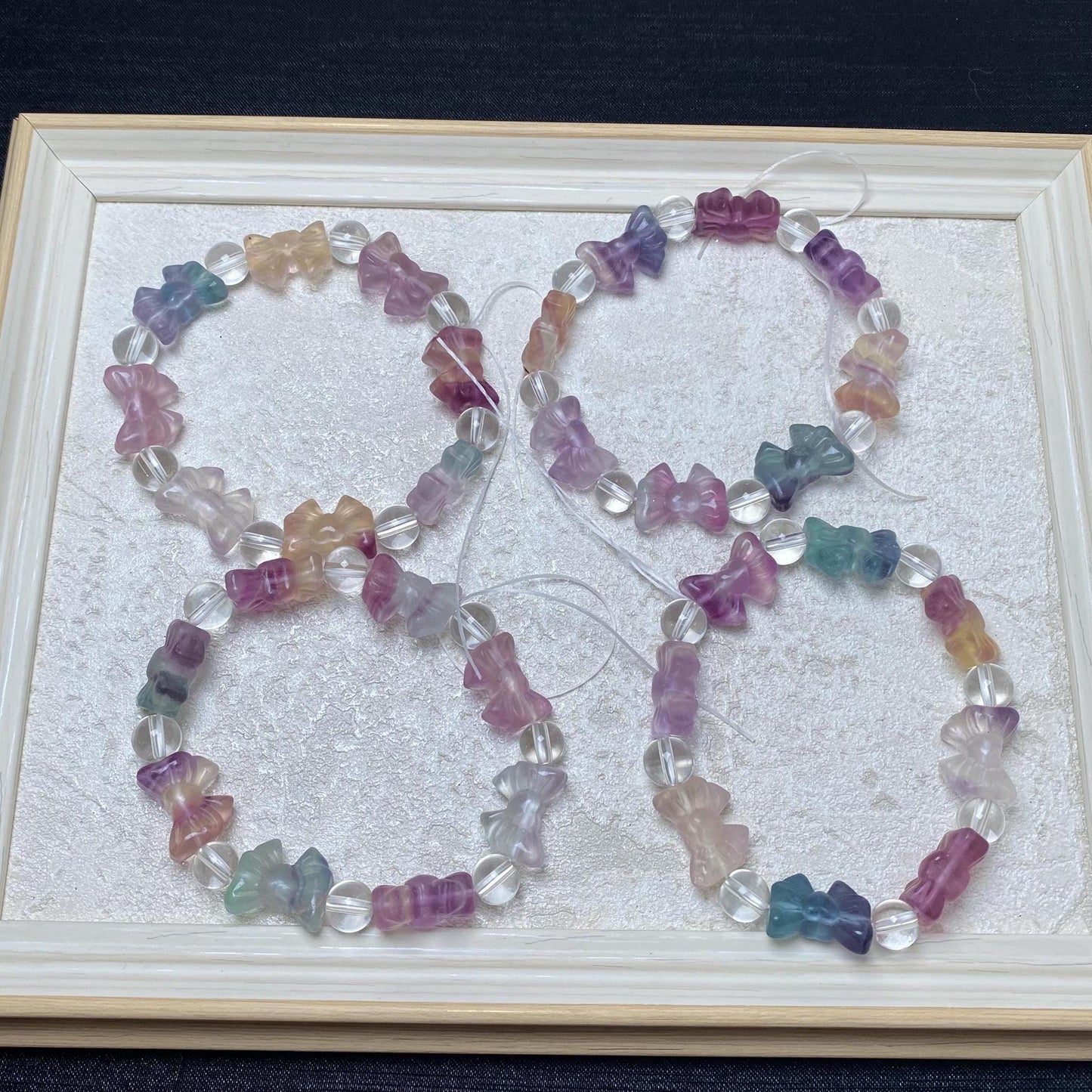 Carving bracelets fluorite bow crystal bracelets about 17*13mm colorful crystal