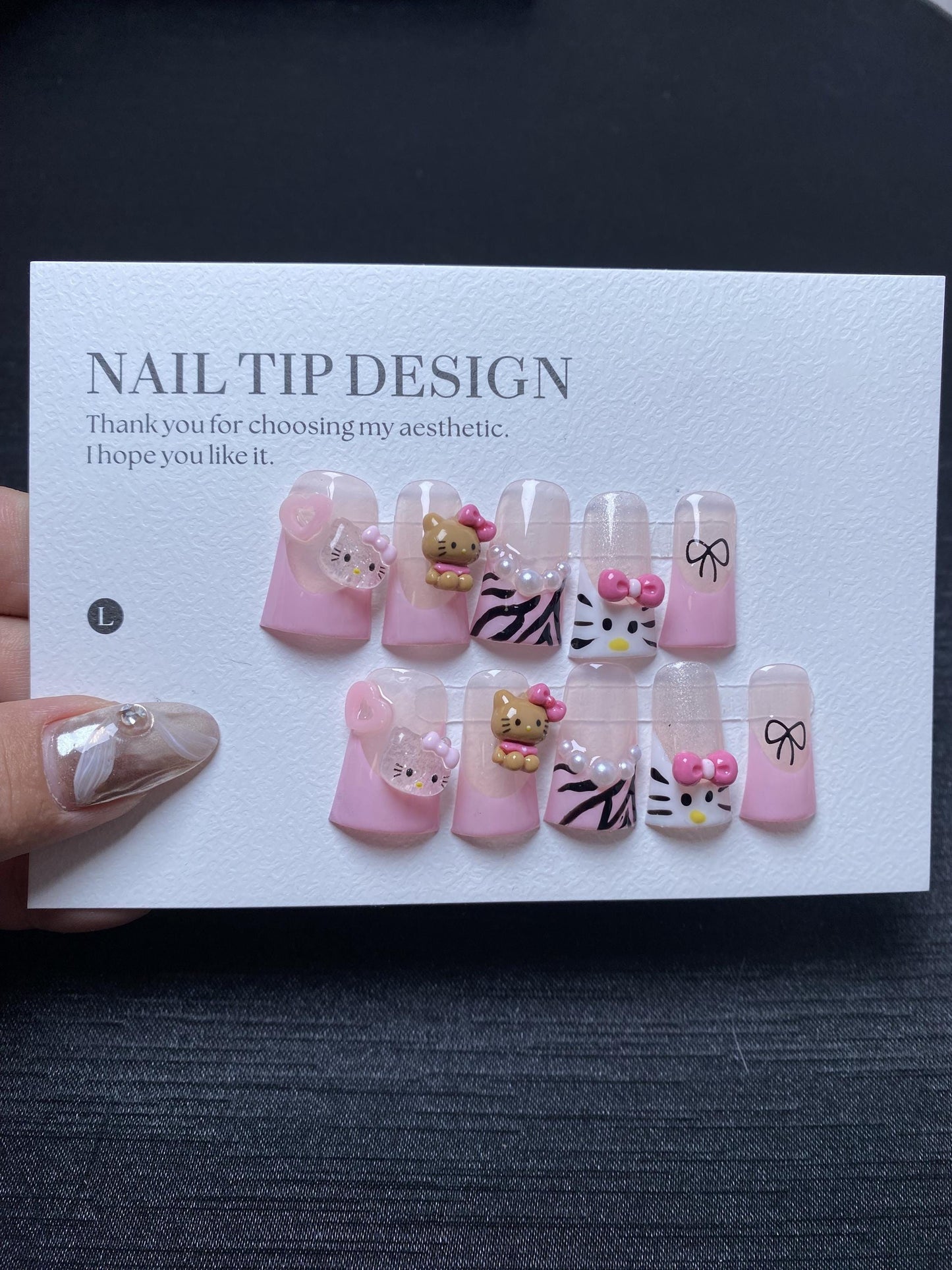 D03 Luxury y2k duck nails pink nails hello kitty handmade nails press on nails gel nails medium duck glue on nails