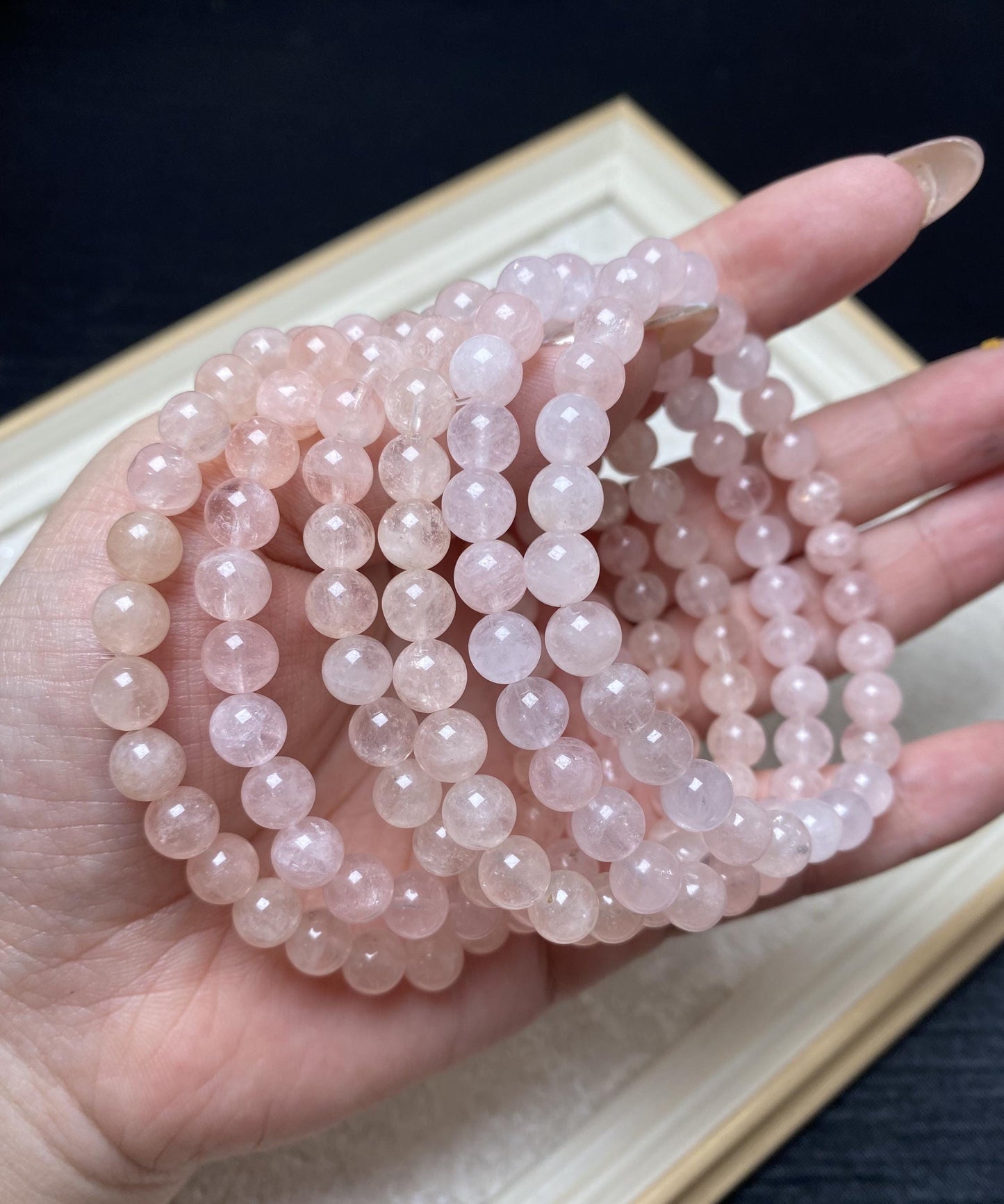 Peach morganite crystal barcelets nature beaded crystal bracelets