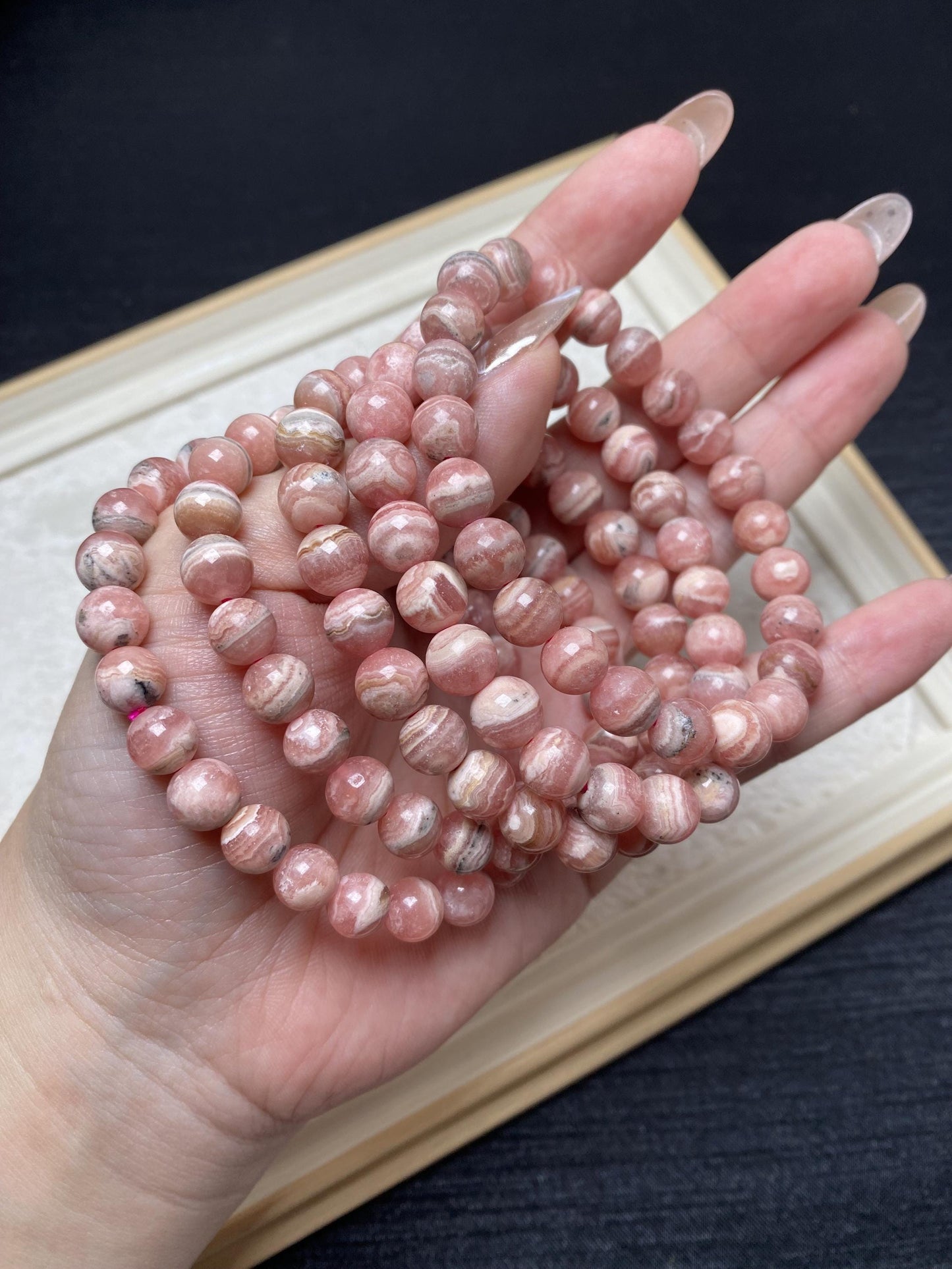 geniune rhodochrosite pink bracelets banding beaded bracelets crystal nature crystal about 7.5mm