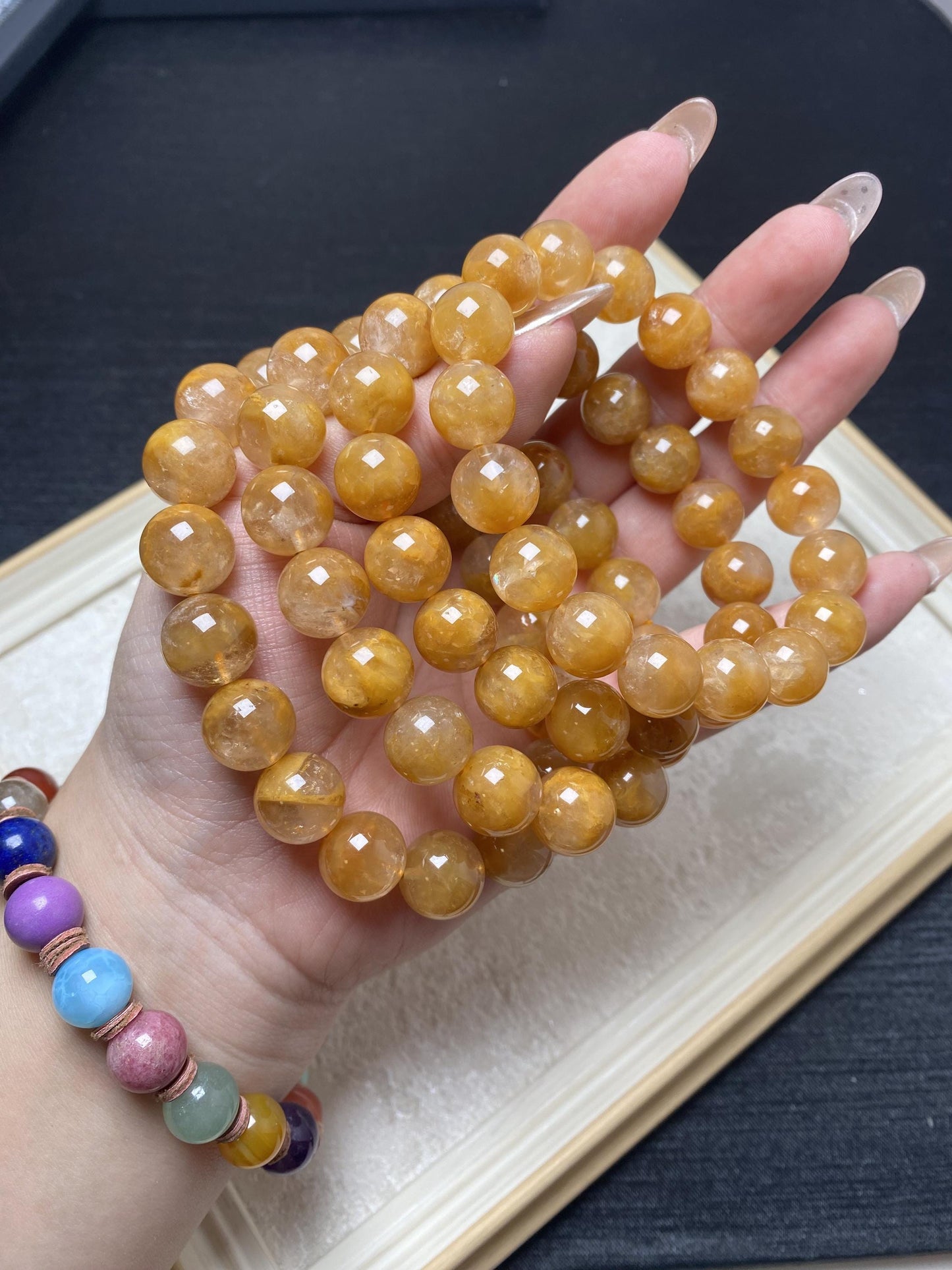 11mm yellow rabbit hair big beads handmade crystal bracelets golded rabbit hair bracelets