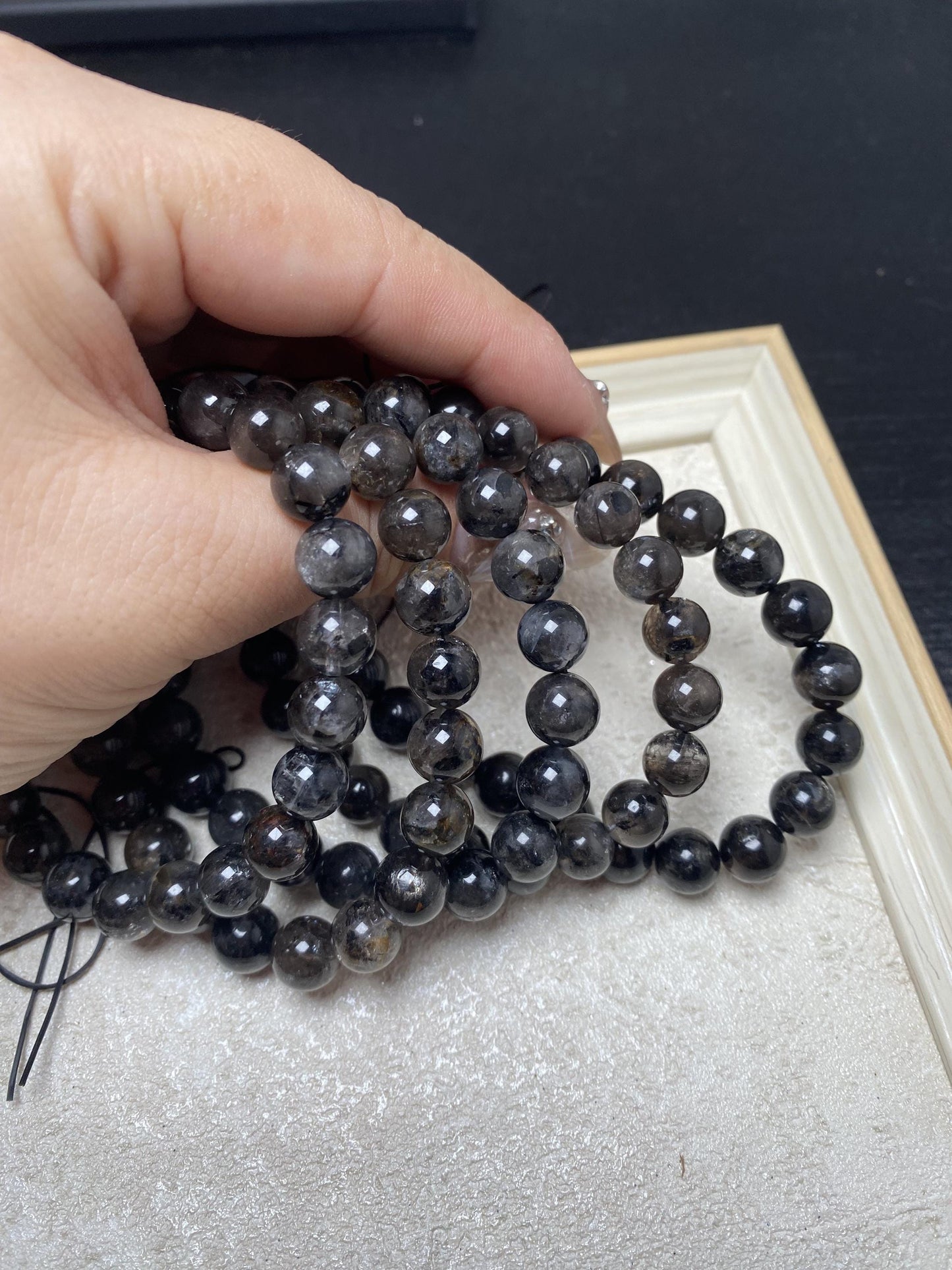 8mm+ black herkimer bracelets handmade beads crystal brackelet geniune crystal