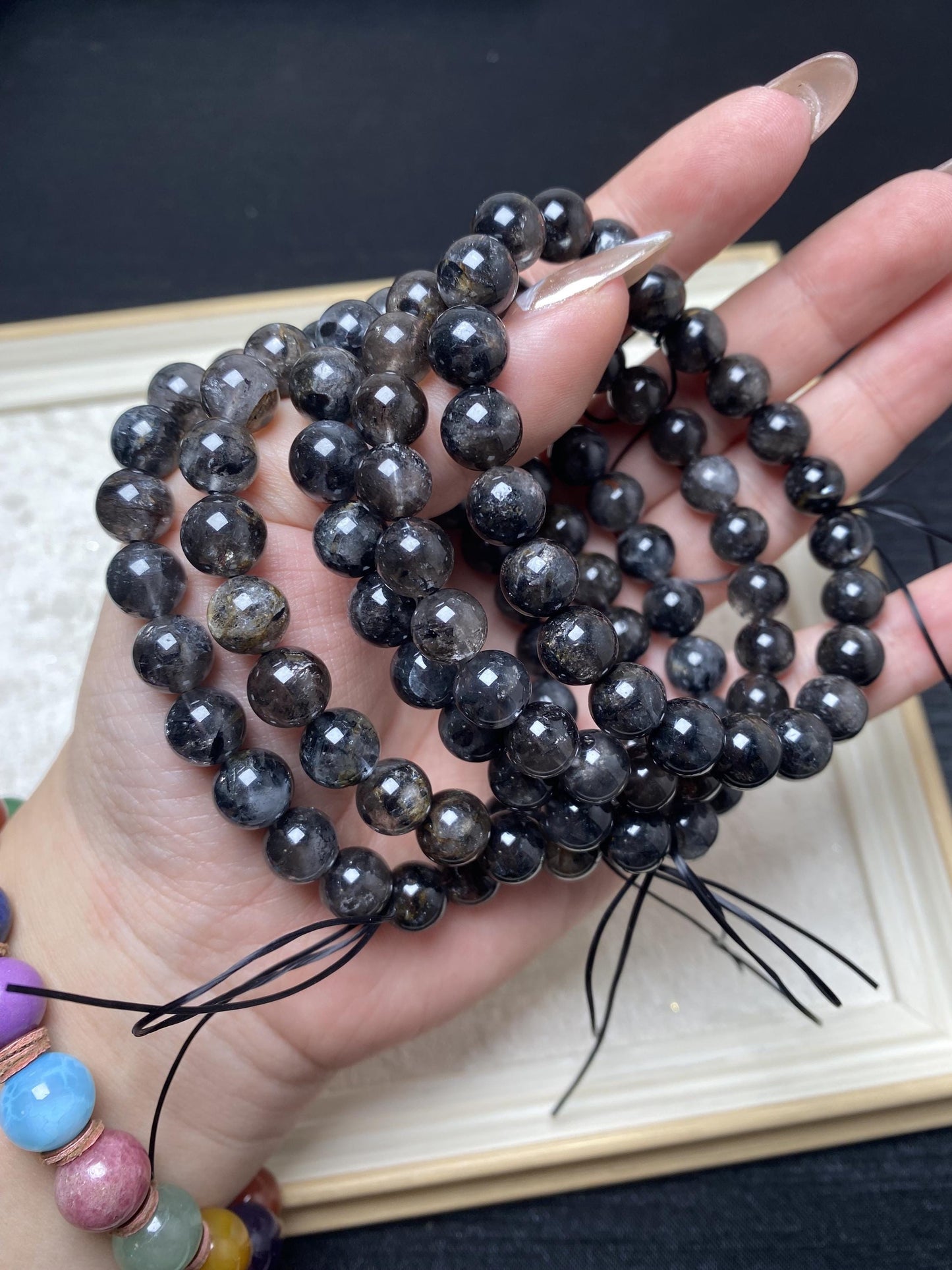 8mm+ black herkimer bracelets handmade beads crystal brackelet geniune crystal