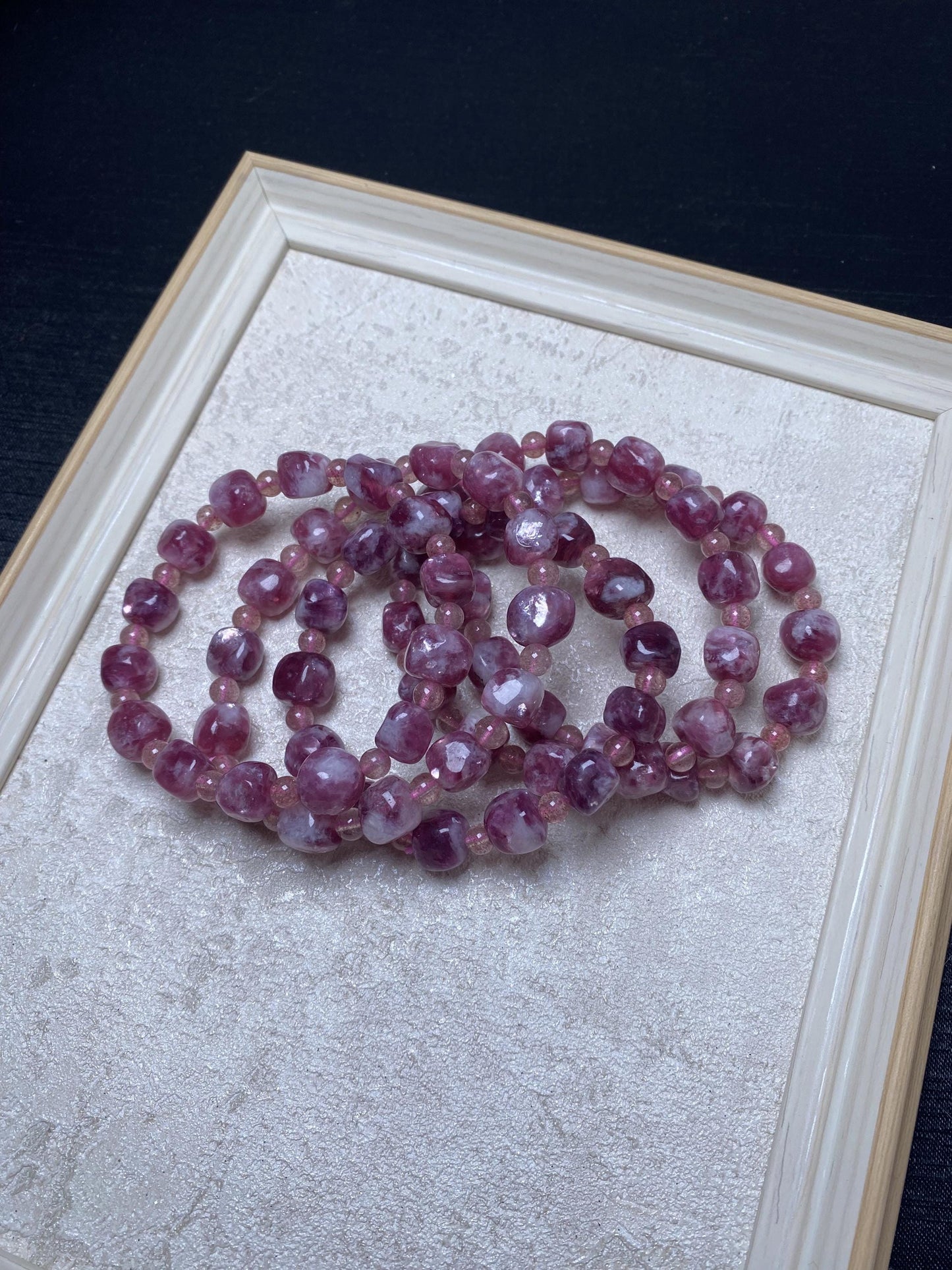 Lepidolite purple crystal bracelets about 8mm freeform cube lepidolite bracelets