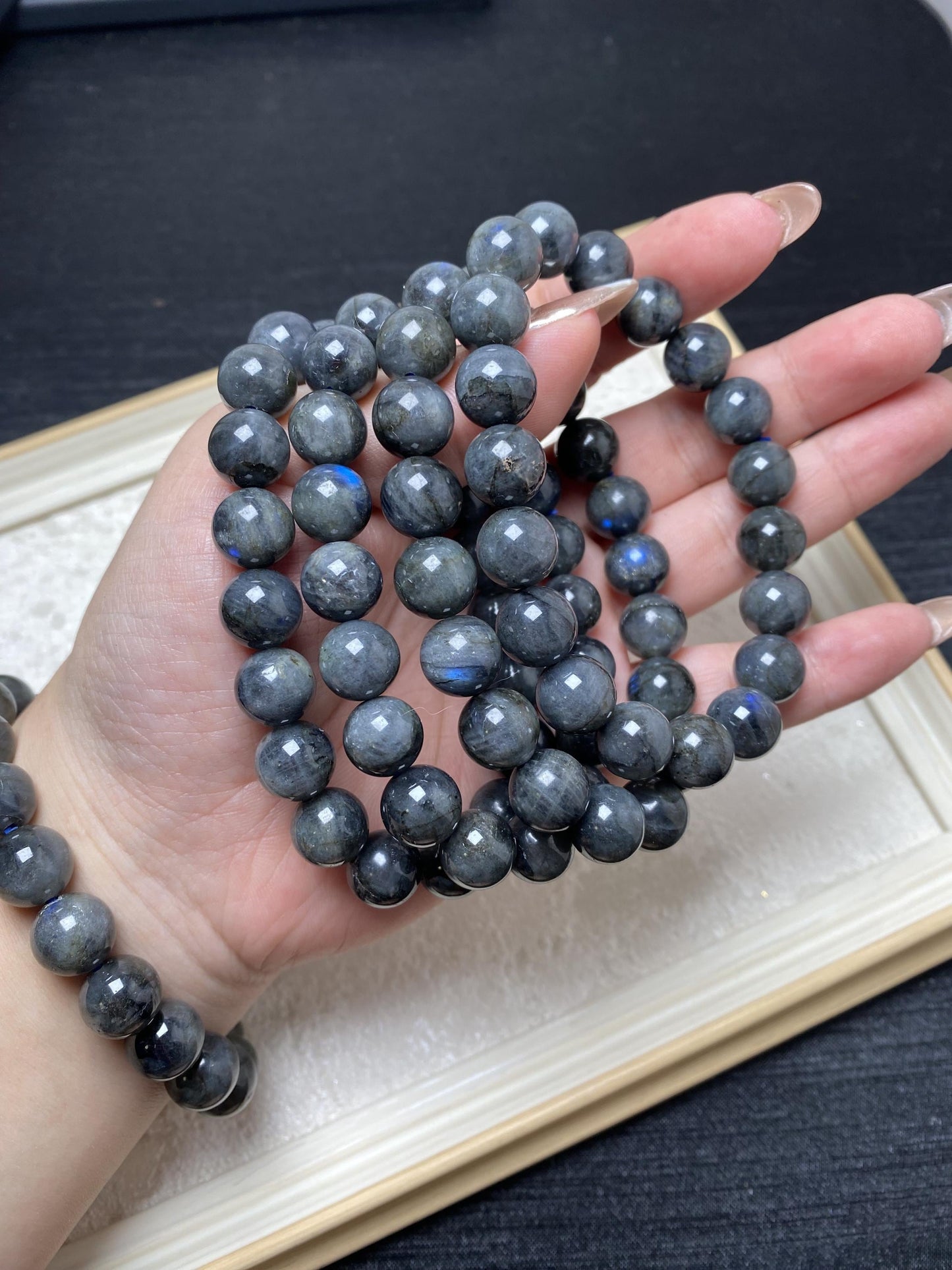 10mm black labradorite blue flashy handmade bracelets crystal bracelets healing crystal