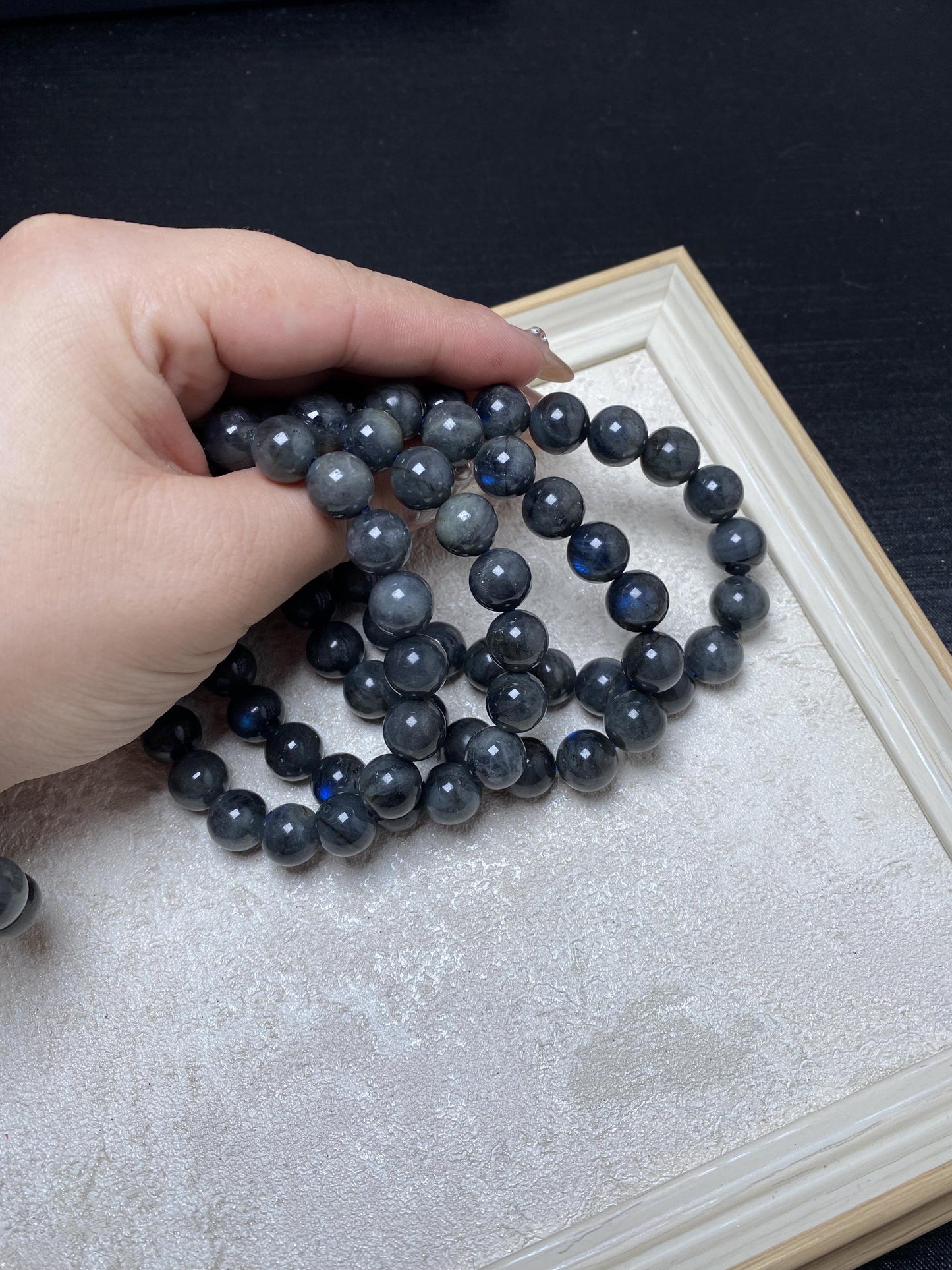 10mm black labradorite blue flashy handmade bracelets crystal bracelets healing crystal