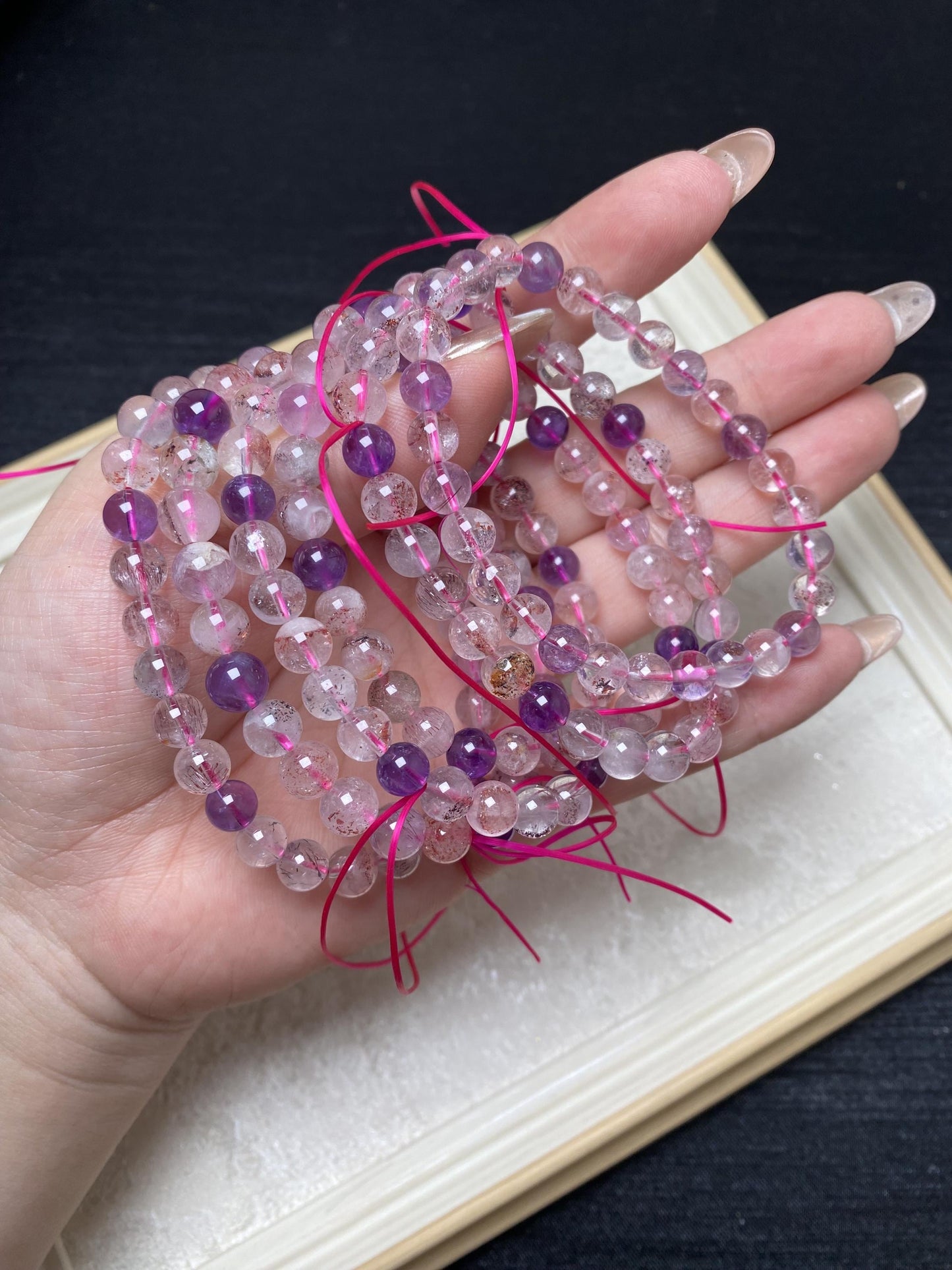 6.5mm super 7 crystal bracelets high quality handmade bracelets beaded crystal bracelets