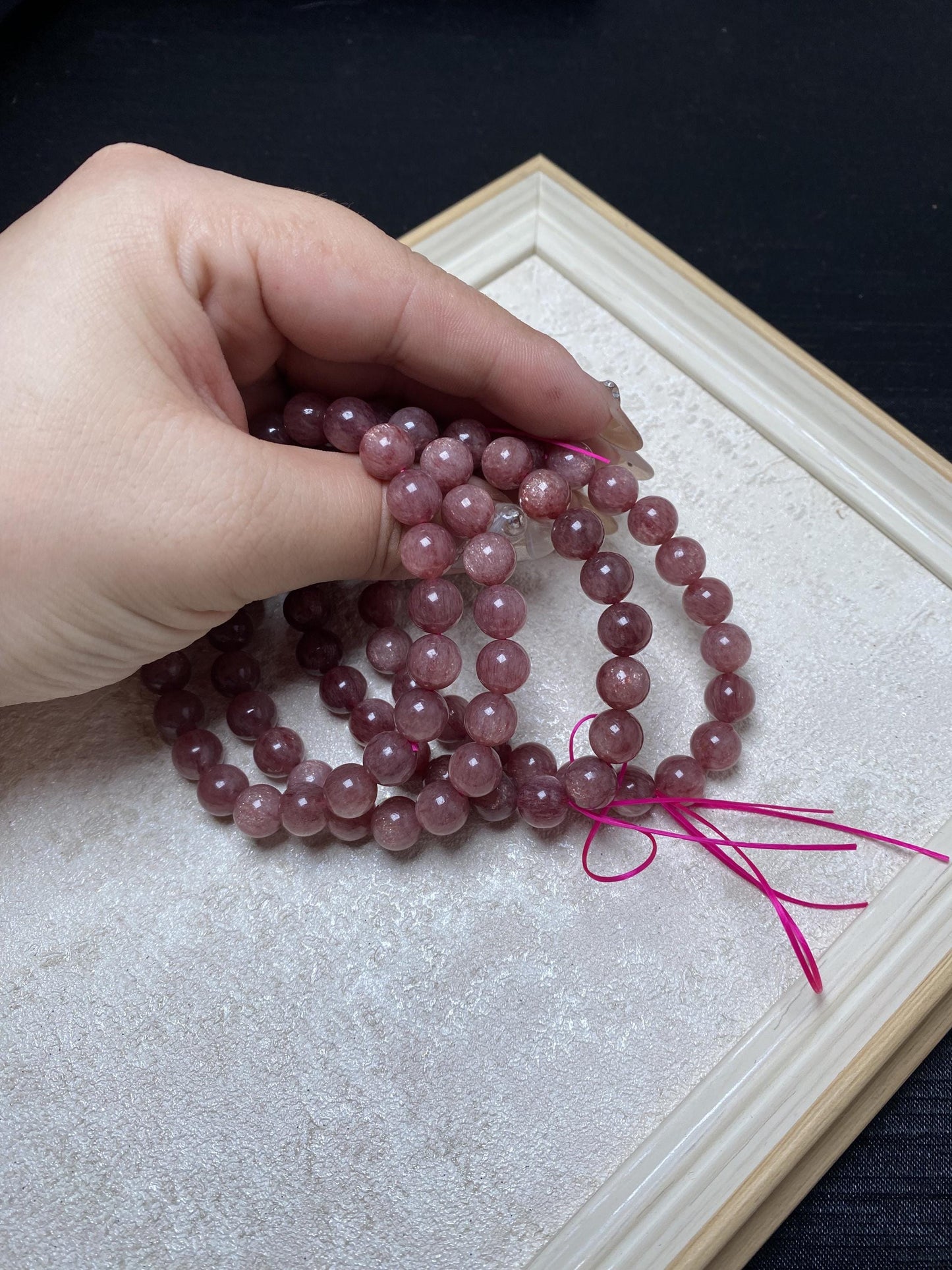 8mm old mine strawberry quartz crystal bracelets rare beaded bracelets