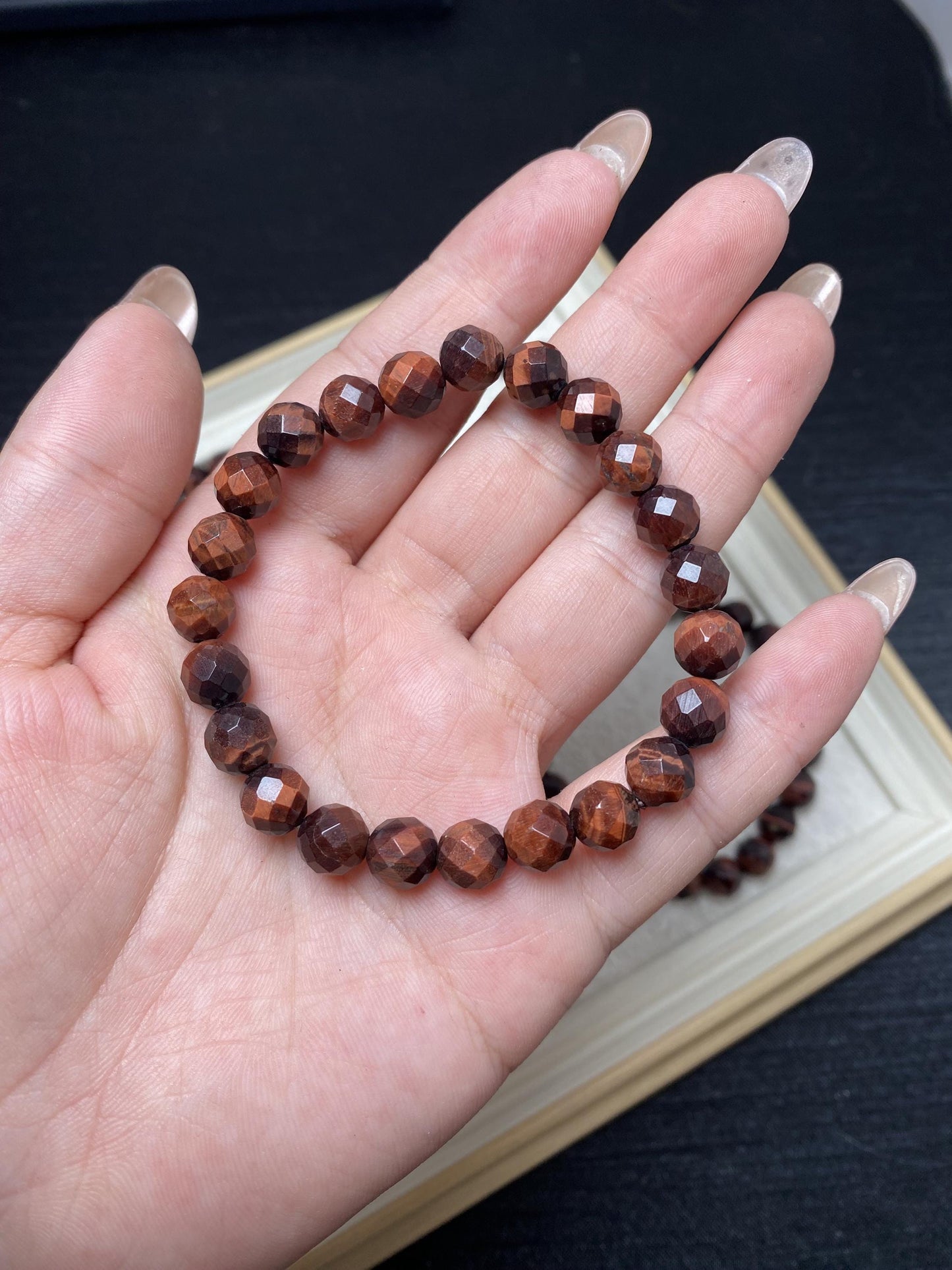 8mm faceted red tiger eye handmade bracelets crystal bracelets healingcrystal