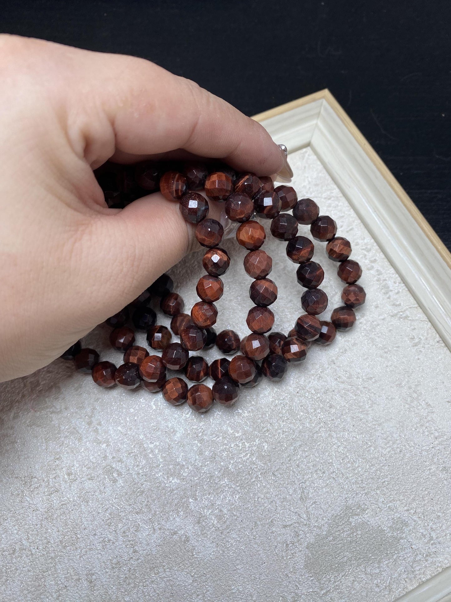 8mm faceted red tiger eye handmade bracelets crystal bracelets healingcrystal