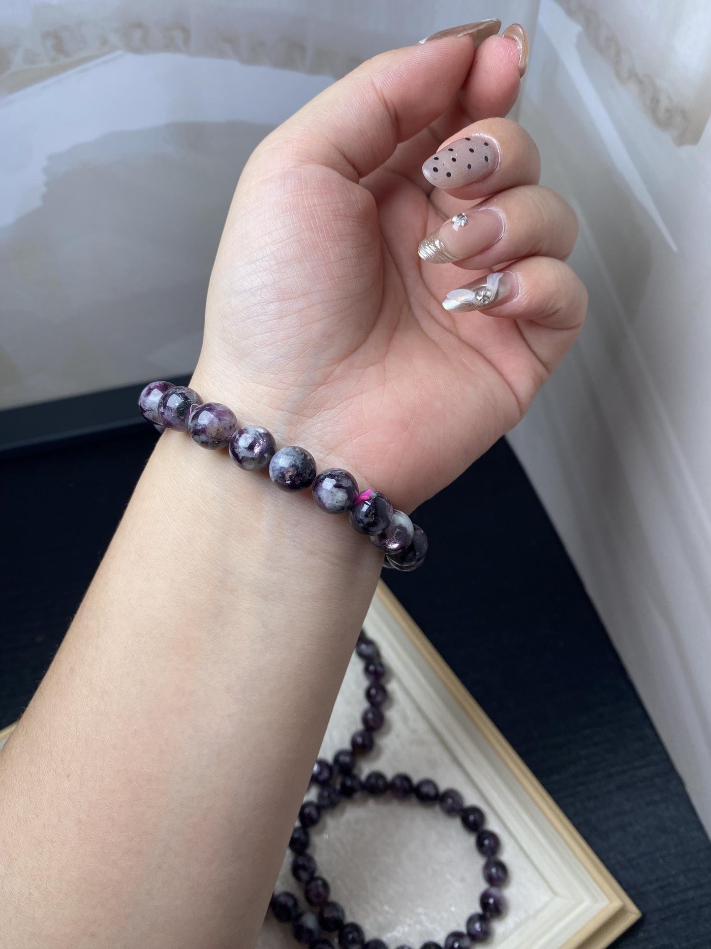 Purple lepidolite 9mm+ handmade bracelets crystal beaded bracelets