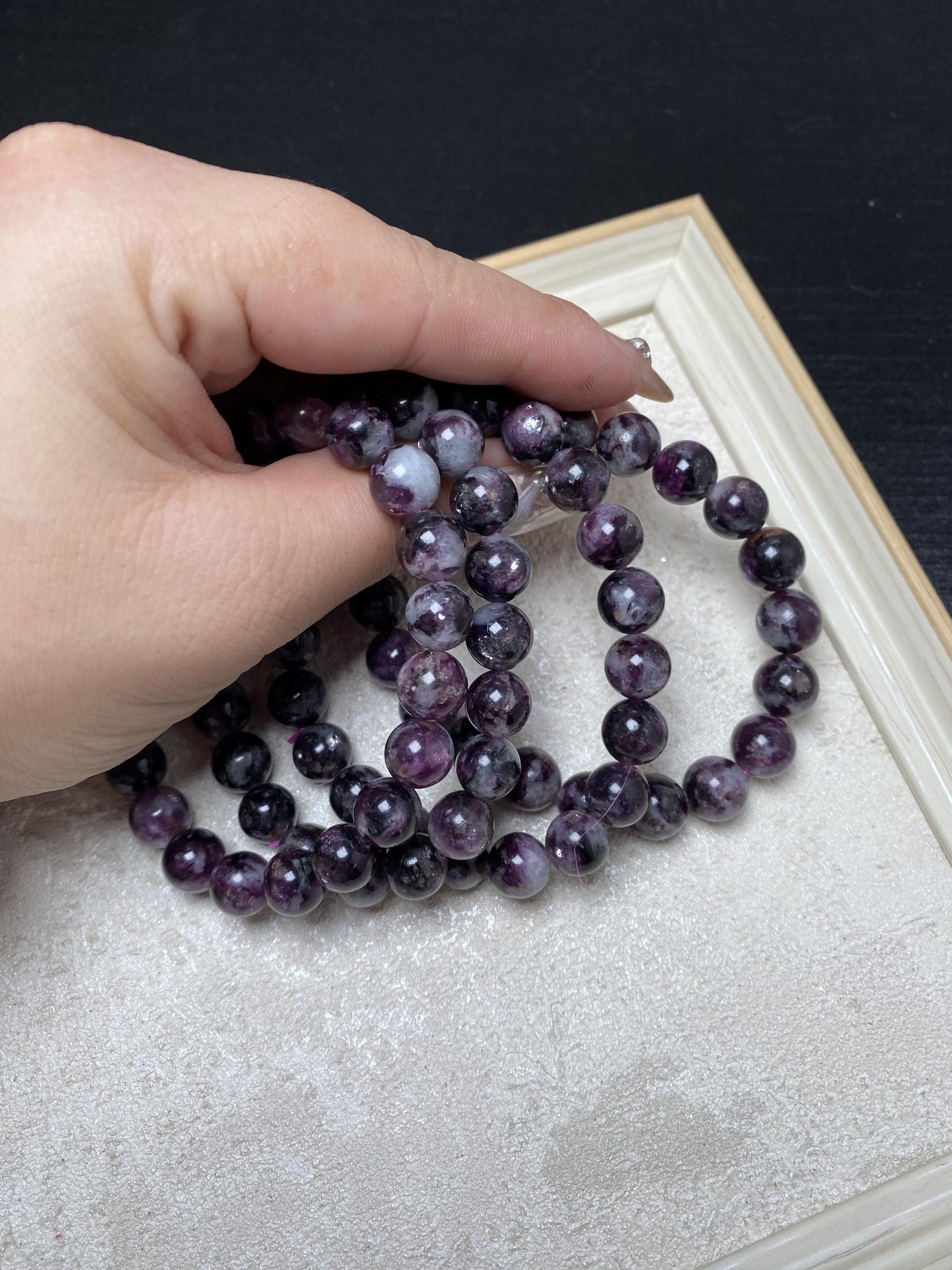 Purple lepidolite 9mm+ handmade bracelets crystal beaded bracelets