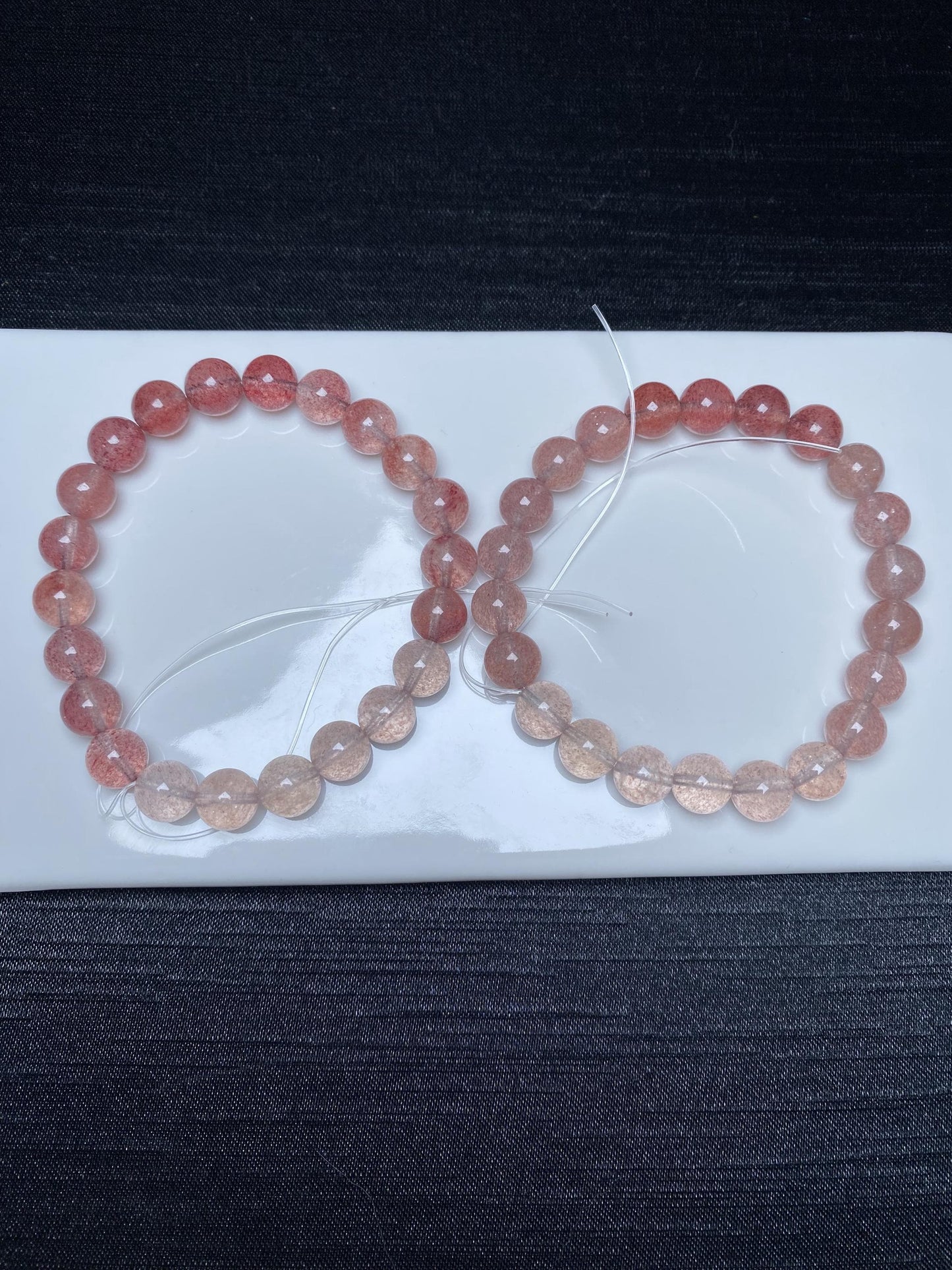 Strawberry quartz bracelets ombre crystal bracelet 8mm summer crystal sparkly inside