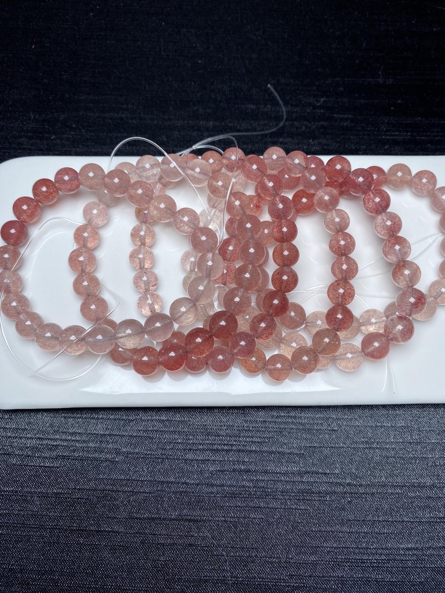 Strawberry quartz bracelets ombre crystal bracelet 8mm summer crystal sparkly inside