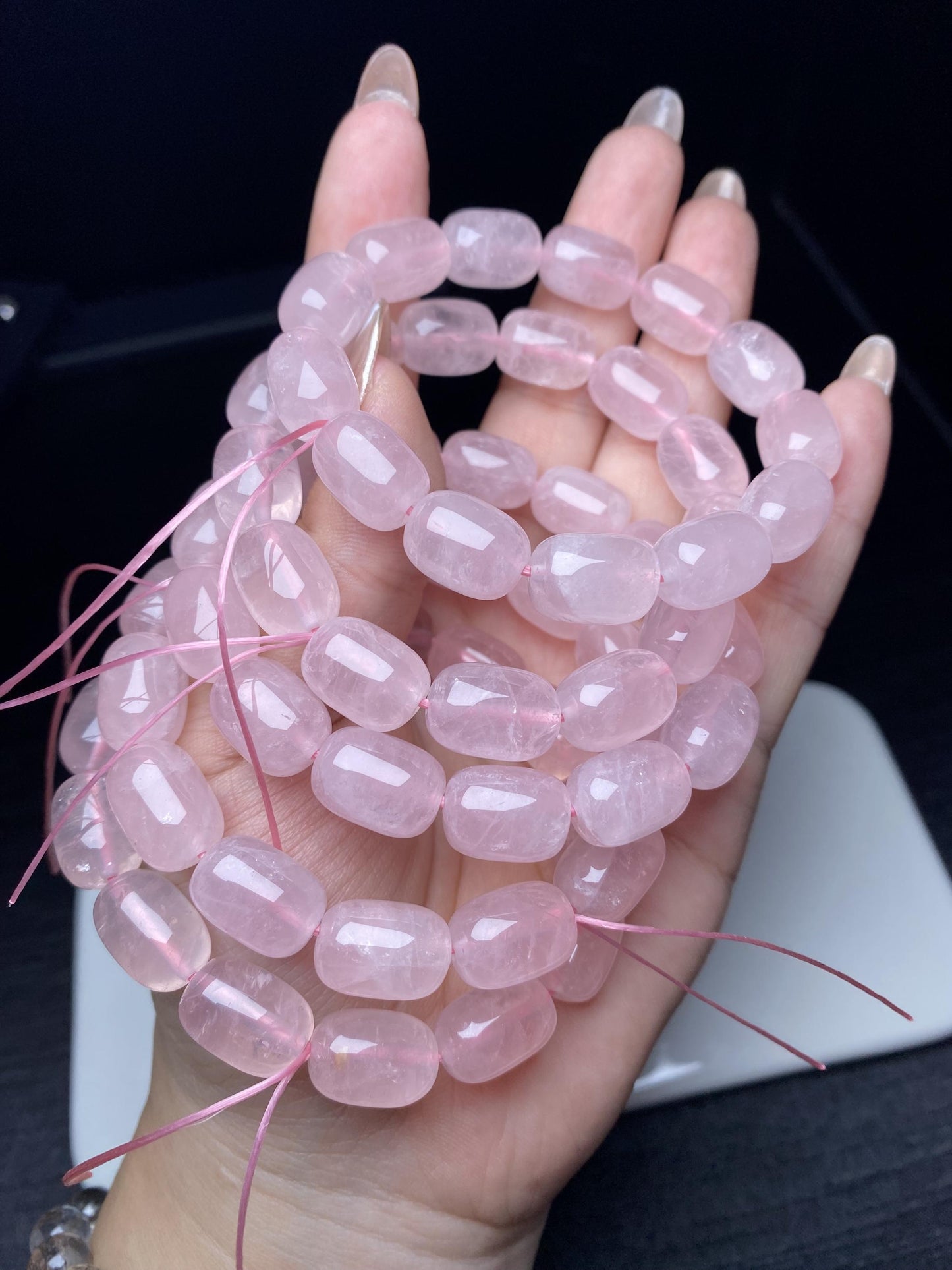 Barrel shape rose quartz bracelets nature genuine crystal beads about 10*13.5mm pink bracelets summer gift for her