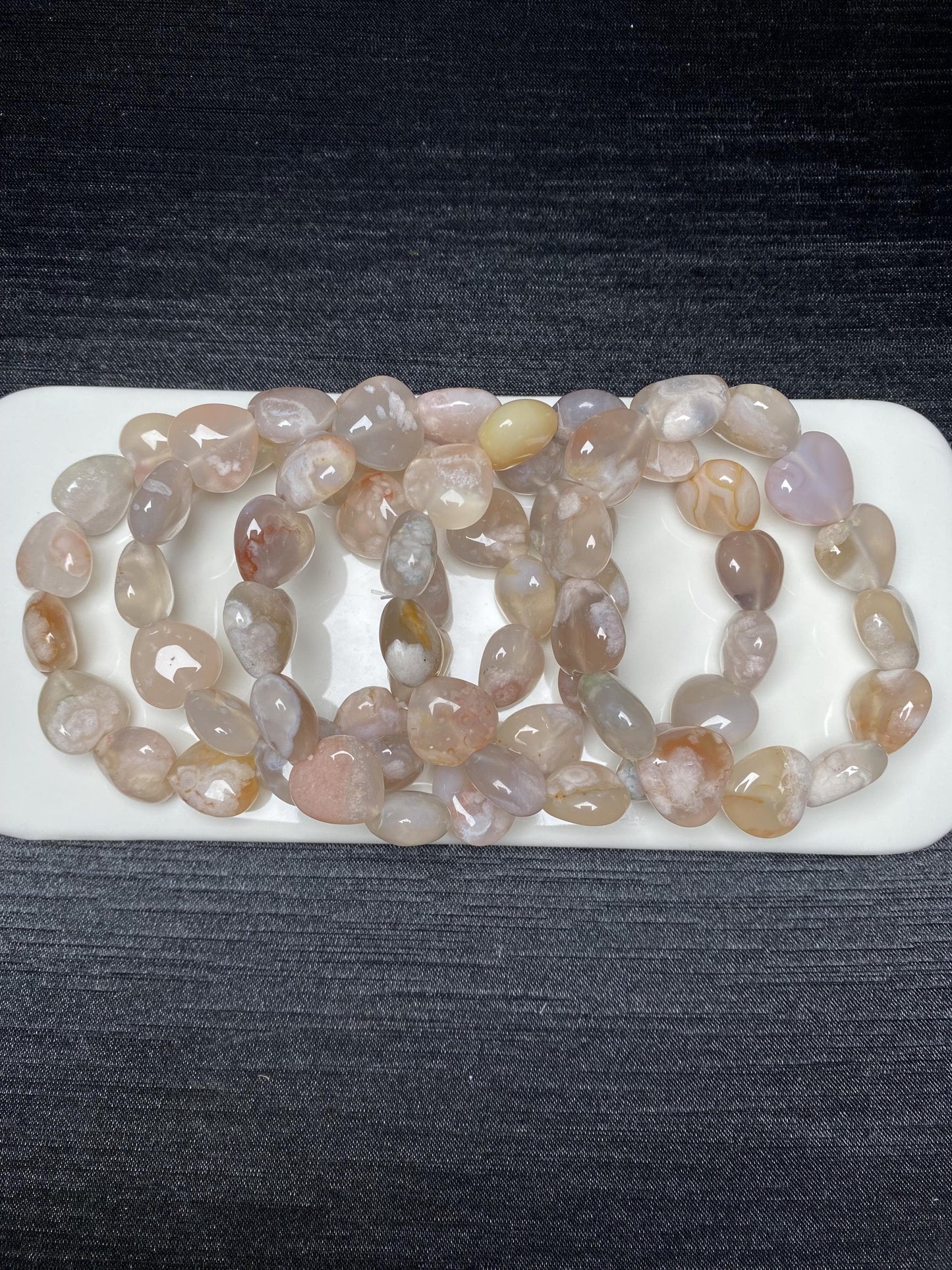 Heart shape flower agate crystal bracelets genuine beaded bracelets 15.5mm+