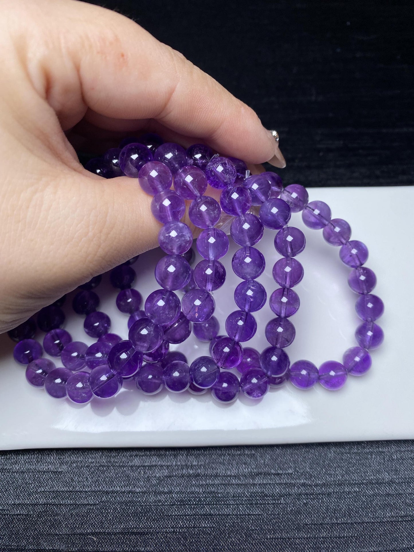 High quality amethyst bracelets purple beads bracelet geniune crystal 8mm+