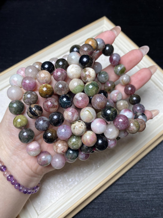 Colorful tourmaline bracelets beaded bracelets nature crystal bracelet 10.5mm+